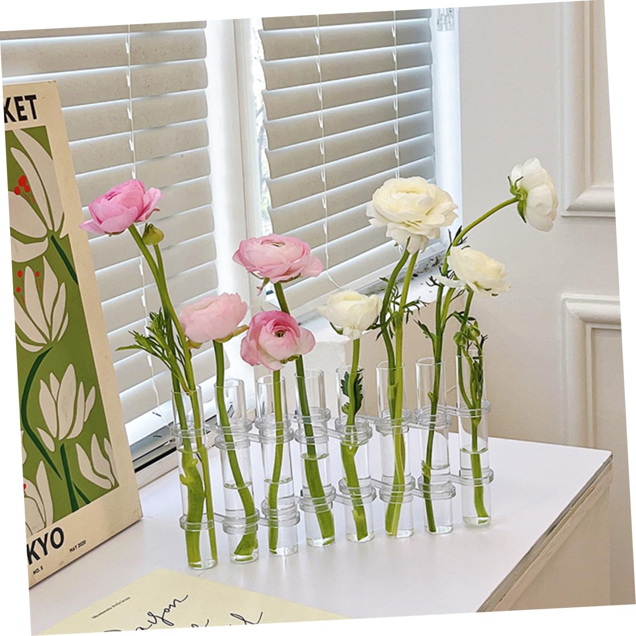 Vase Hydroponique Verre Transparent Tube de Propagation pour Plantes avec Support pour Culture Pot ou Terrarium