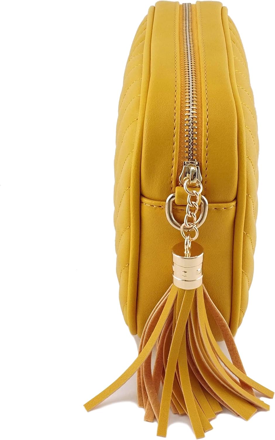 Simple Shoulder Crossbody Bag With Metal Chain Strap And Tassel Top Zipper