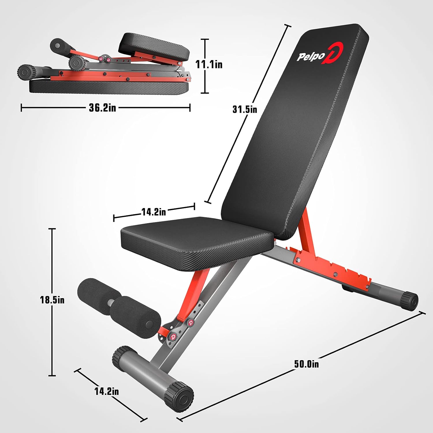 pelpo Adjustable Weight Bench for Strength Training, Foldable Full Body Workout Bench for Home Gym Bench Press, Gray Frame : Everything Else