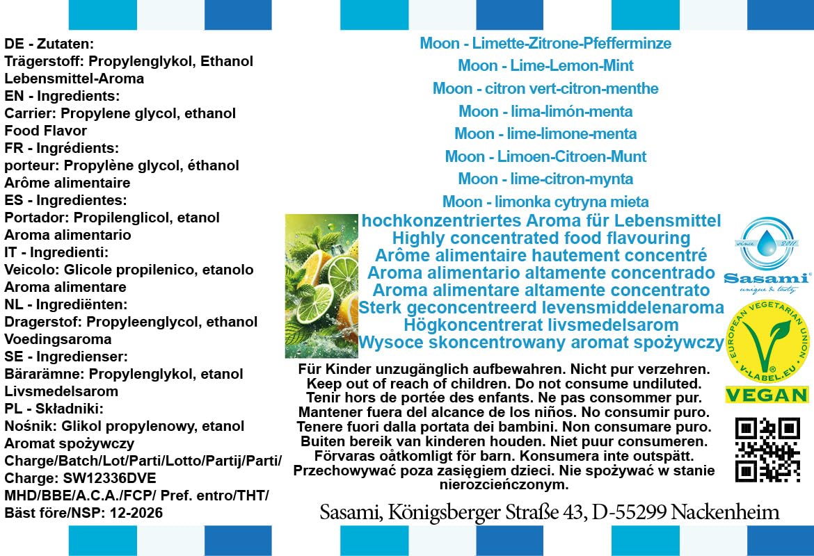 Moon - Limette-Zitrone-Minze Aroma Konzentrat - Vegan - Sasami - 100ml