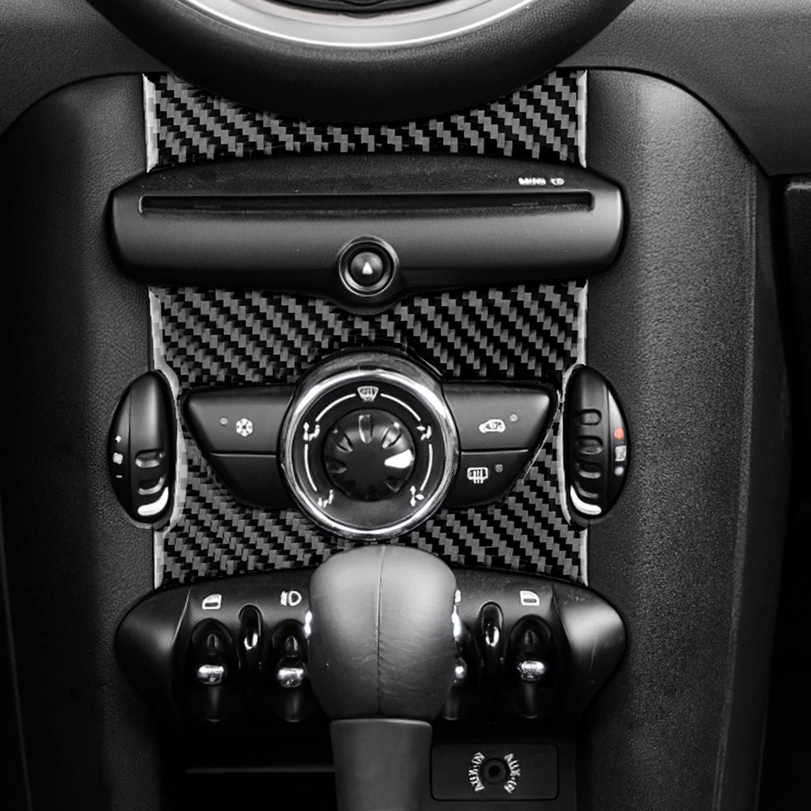 KUNGKIC Auto centrale bedieningsknop paneelafdekking koolstofvezel interieur decoratief voor Mini Cooper Clubman R55 R56 R57 2006 2007 2008 2009 2010