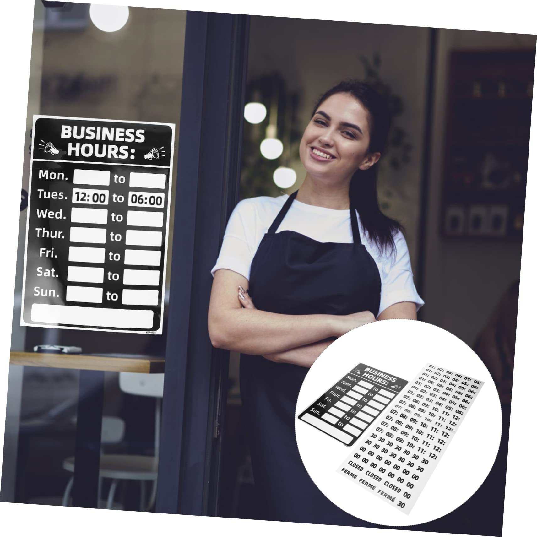 SOLUSTRE 5ensembles Panneau Heures Ouverture Effaçable Enseigne De Fonctionnement Pour Magasins Cafés Salons Et Bureaux Autocollants Visibles Et Pratiques