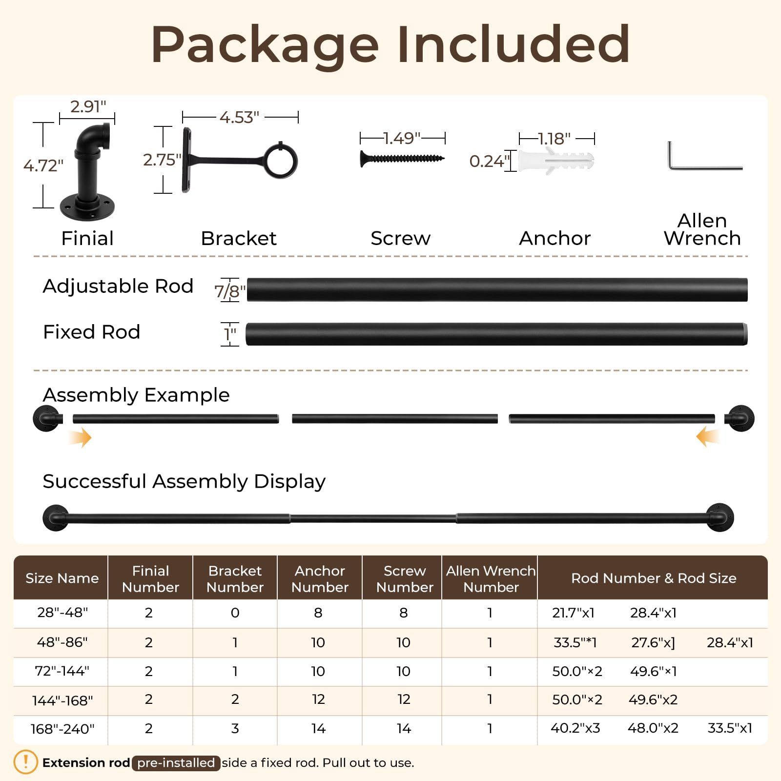 Blackout Curtain Rod - Complete Light Blocking -8