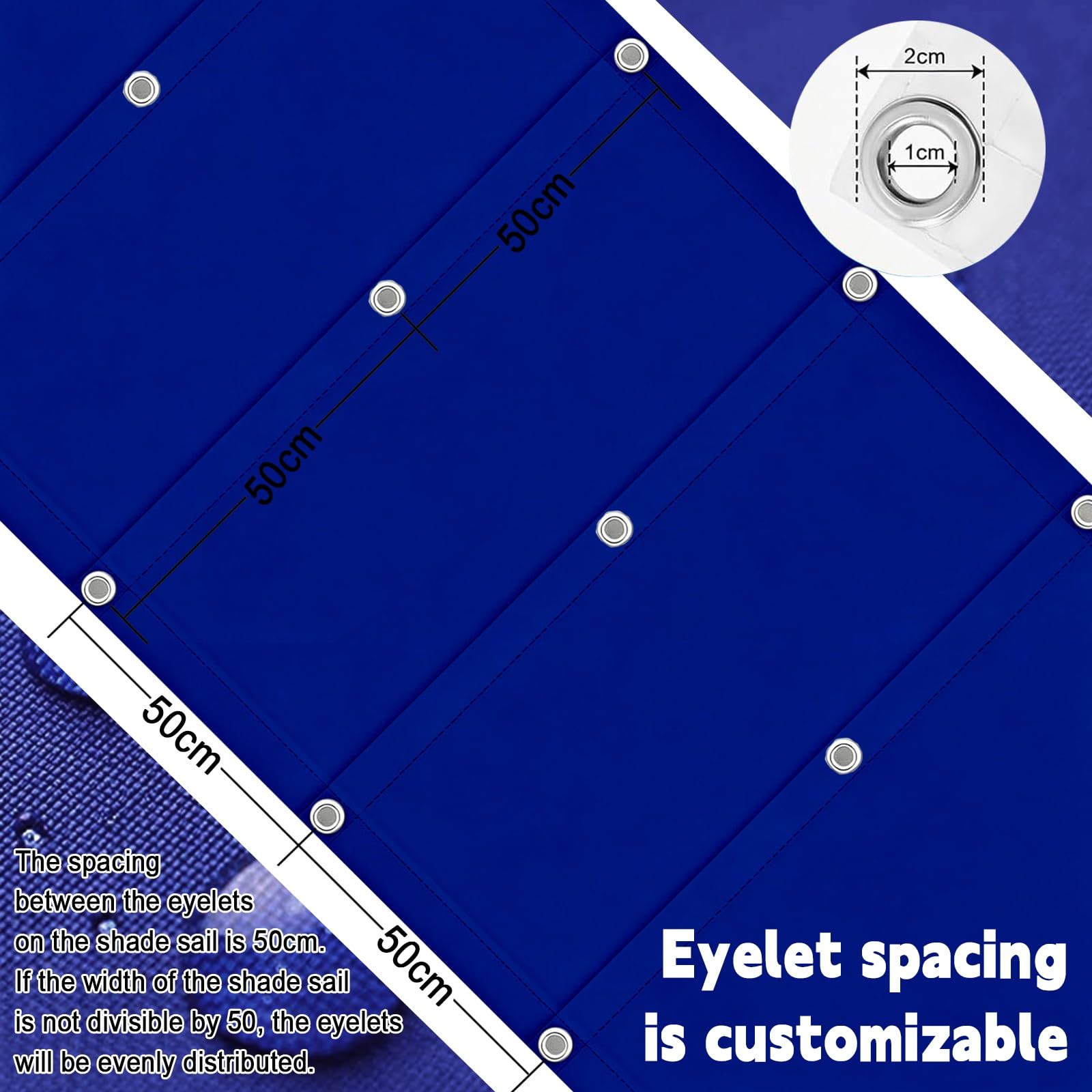 Toldo Retráctil de Onda 100 x 750 cm con Ojales y Cuerda, Vela Sombra Impermeable y Rectangular con Bloqueo UV y Resistencia a Desgarros para Jardín Porche Patio Barbacoa, Azul Oscuro