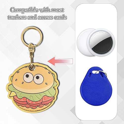 Miniatura 152 de Funda de cuero compatible con Apple AirTag, rastreador de llavero GPS Airtag con llavero, cubierta protectora antiarañazos para AirTag