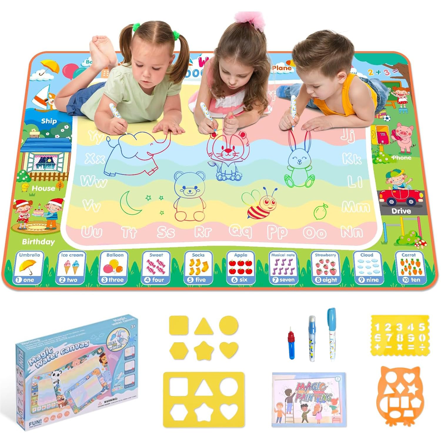 Could Spark Magic Water Canvas, Water Doodle Mat,Water Drawing Mat for Toddlers,Doodle Mat,Water Mat Drawing,Water Drawing Mat,Water Doodle Mat,Coloring Doodle Drawing Mat Educational Toddler Toys
