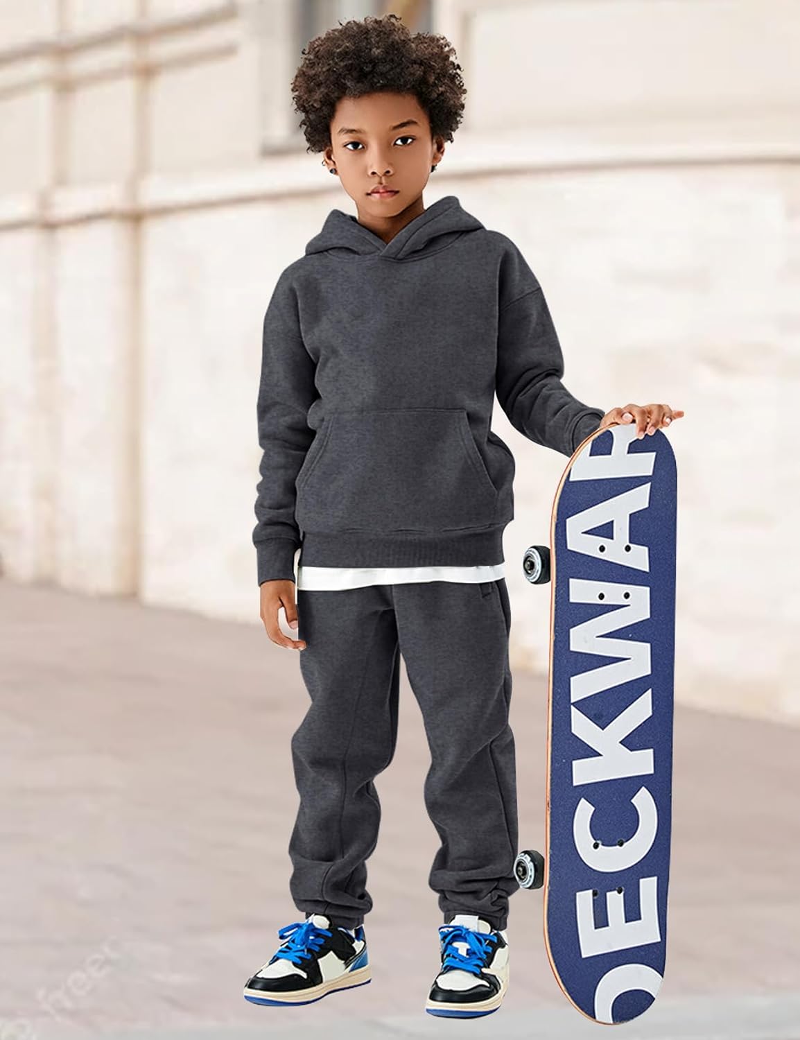 Kissonic Unisex Boys Girls Fleece Sherpa Lined Hoodie Winter Warm Kids Hooded Sweatshirt - Image 2