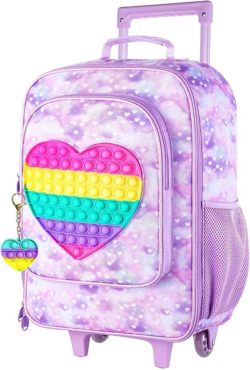 Kids Luggage for girls, Cute Kid Rolling Wheels Suitcase for Children Toddler