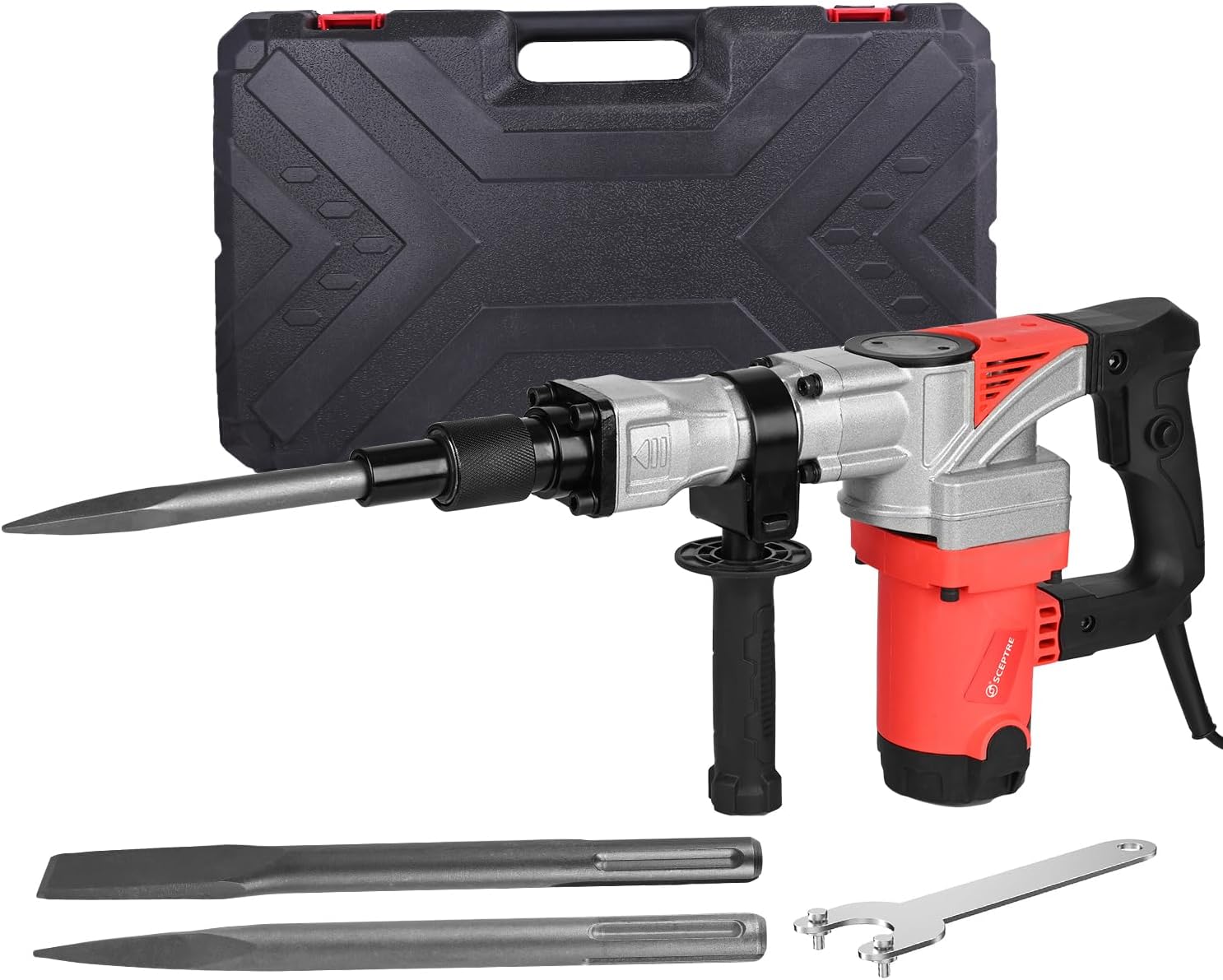 1250W Demolition Hammer Concrete Breaker Machine | 7 KG Heavy-Duty Electric Jack Hammer with Flat & Pointed Chisels, Carry Case | 2000 BPM for Trenching & Chipping