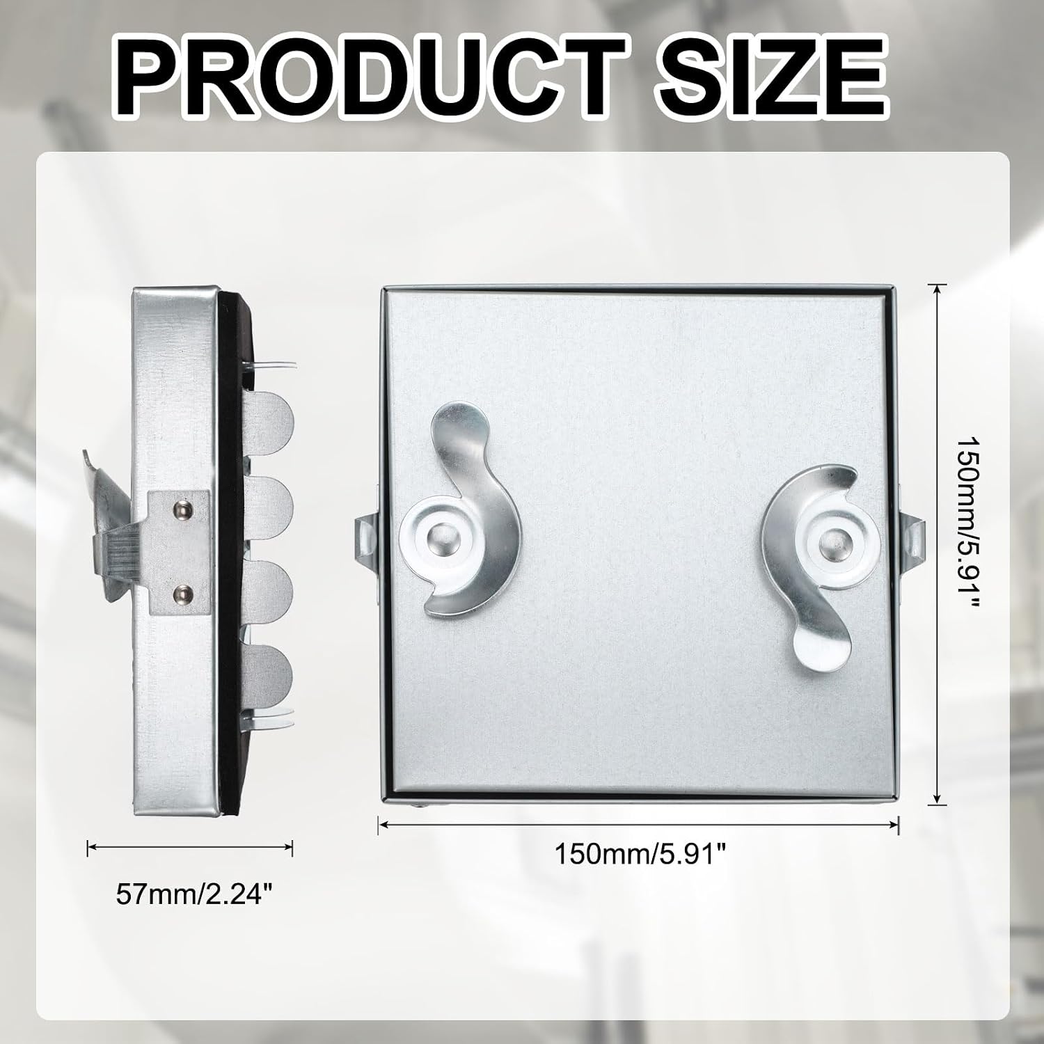 PATIKIL Galvanized Steel Access Panel, 6x6 Inch Insulated HVAC Duct Access Door with 2 Clasp Locks, Hinged Door and Rubber Gasket for Plumbing Electrical Box Cable Cover, Silver Tone