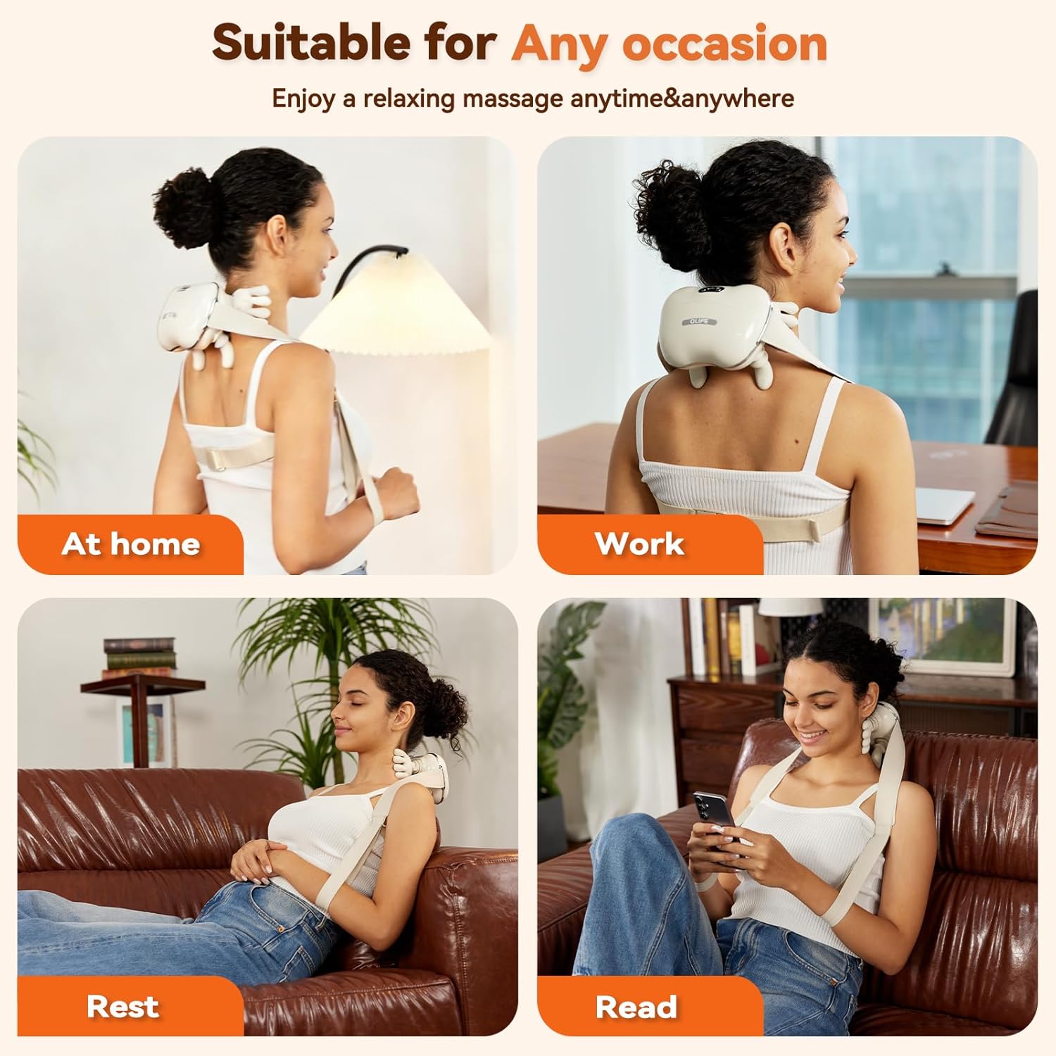 QLIFE Neck Massager with Heat, Neck and Shoulder Massager, Cordless Neck Massager with Fingers, Neck Massager for Pain Relief Deep Tissue - 2026 New for Home Office Travel