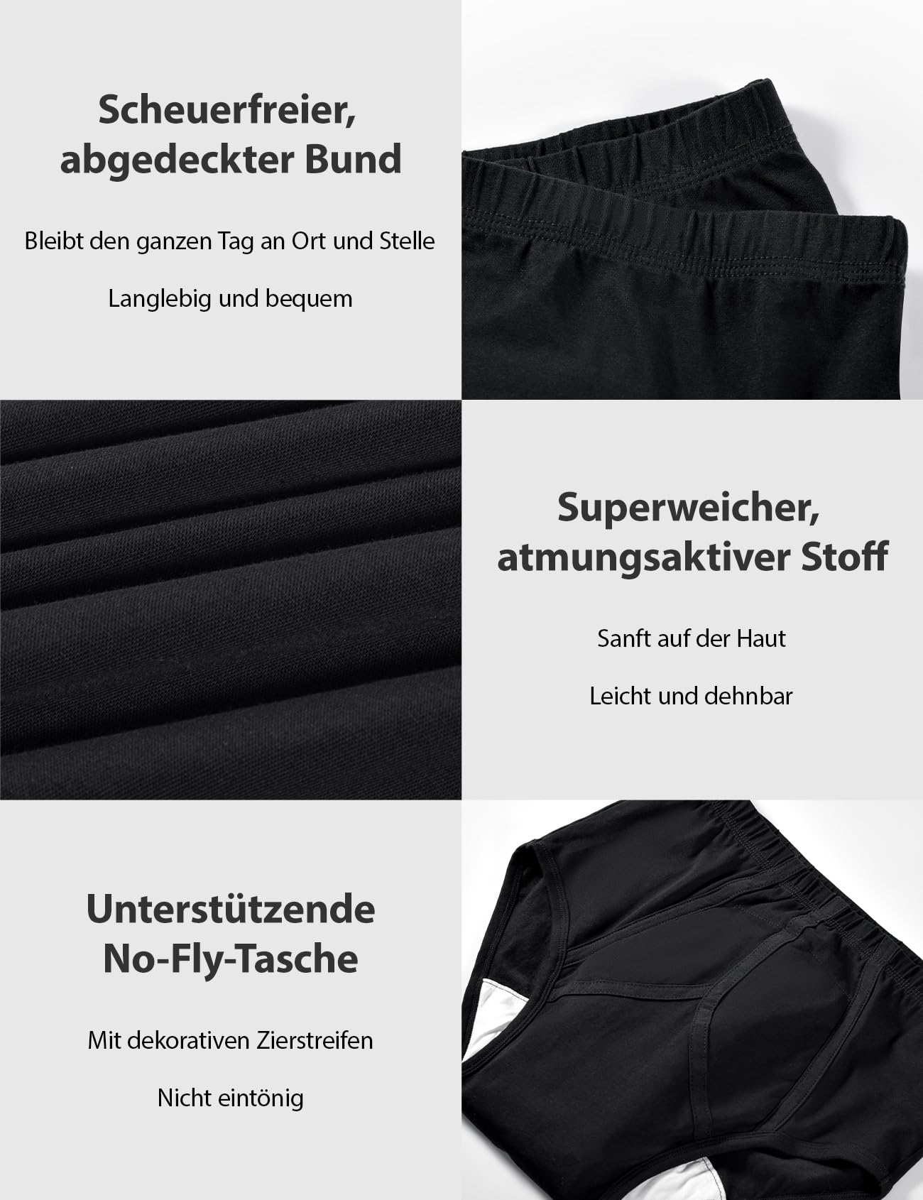 Carer 3er-Pack Herren Inkontinenzslips mit 200 ml Saugfähigkeit | Inkontinenz Pants Männer Weiche Baumwoll-Unterwäsche für Blasenschwäche im Alltag und auf Reisen, Schwarz Größe L