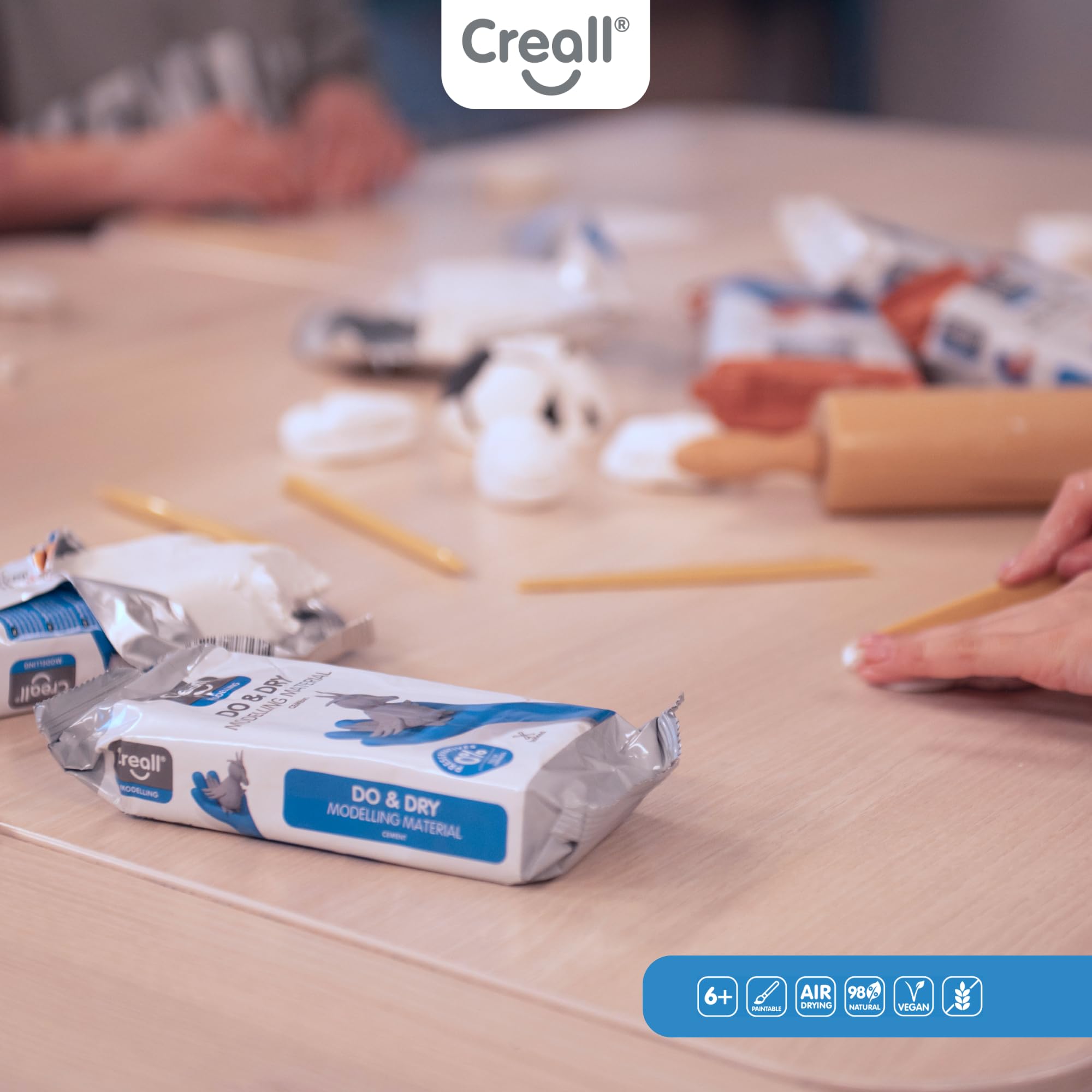 Creall Do & Dry Pasta para Modelar de Secado al Aire, Blanca, 12 x 1000 g | Arcilla sin horno | Lista para usar y suave | Manualidades, escuela, hobby y proyectos DIY