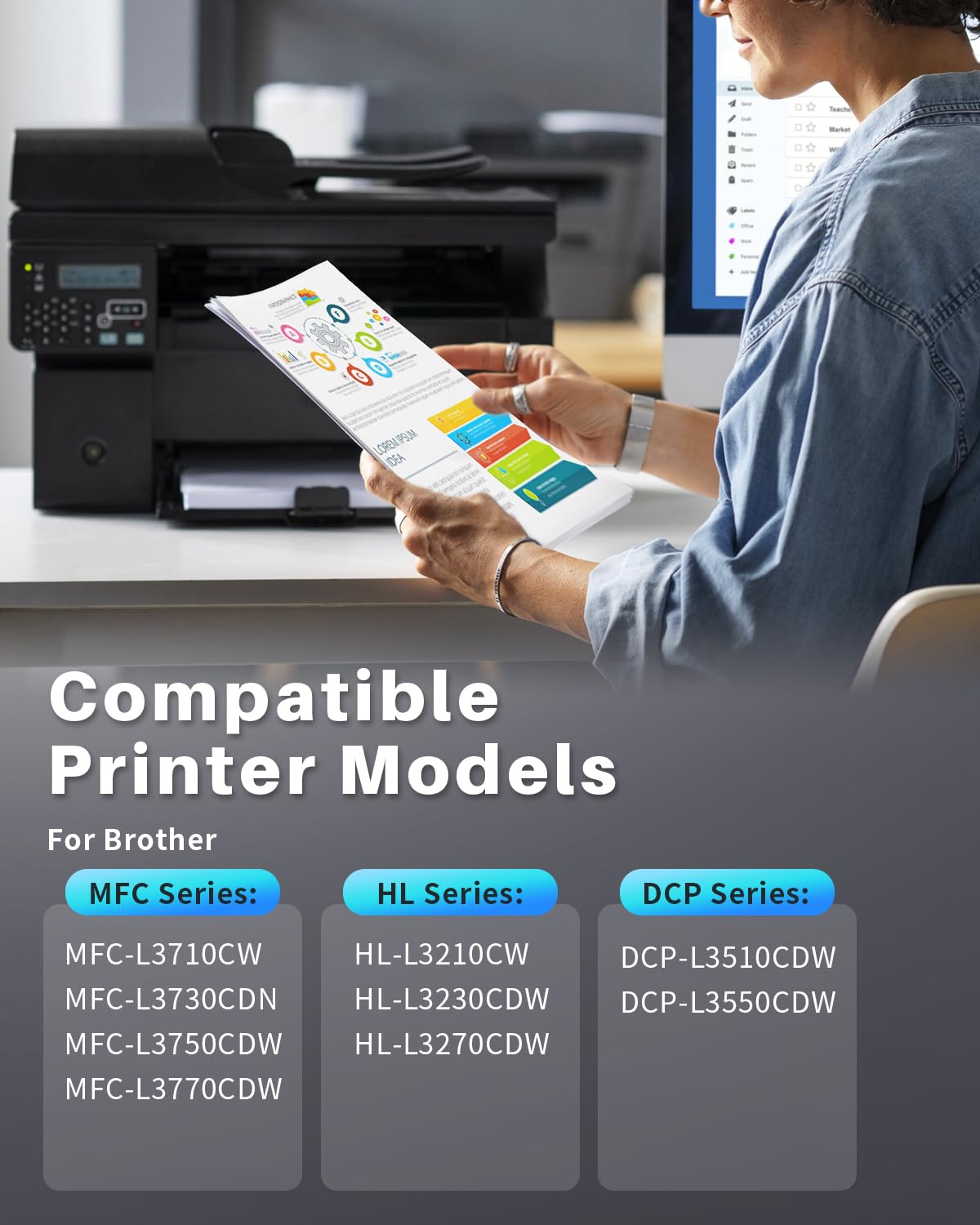 INK4U TN247 TN-247 Cartucce di Toner Compatibile per Brother TN247 TN 243 Compatibile per Brother DCP-L3550CDW MFC-L3770CDW MFC-L3750CDW MFC-L3710CW MFC-L3730CDN HL-L3210CW HL-L3230CDW (4-Pack)