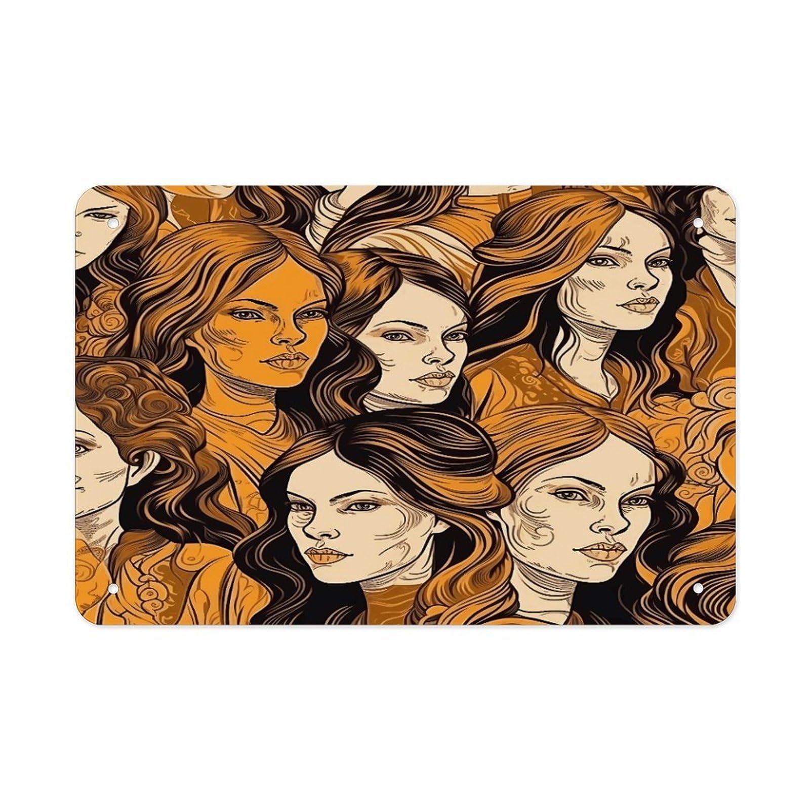 Fodpand Women's Style Face Wall Art Metal Signs Tin Sign