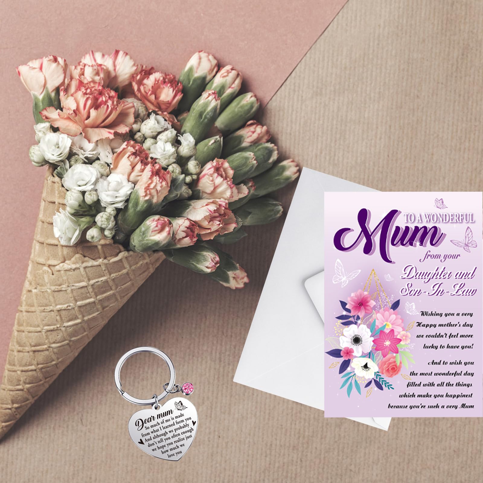 DPKOW Mother's Day Card and Keyring - Daughter and Son-In-Law Gift for Mummy, Mothers Day Card from Daughter and Son In Law - Image 3