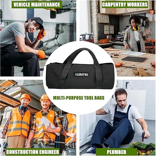 Miniatura 6 de BLIRITEL Bolsa de herramientas pequeña de 12 pulgadas para hombres, bolsa de herramientas de boca ancha de gran capacidad, bolsa de almacenamiento