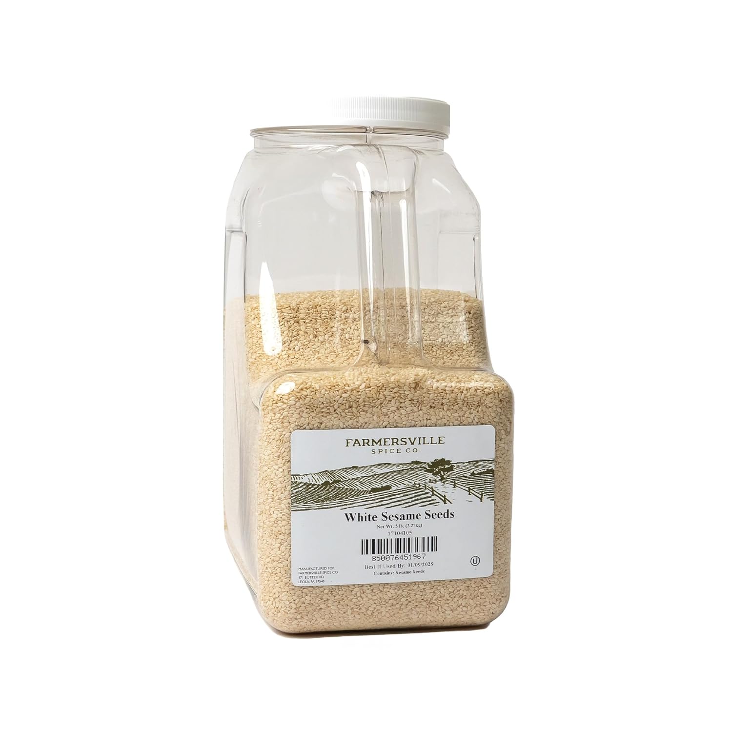 Farmersville Spice Co. Bulk White Sesame Seeds - 5 lb Jar