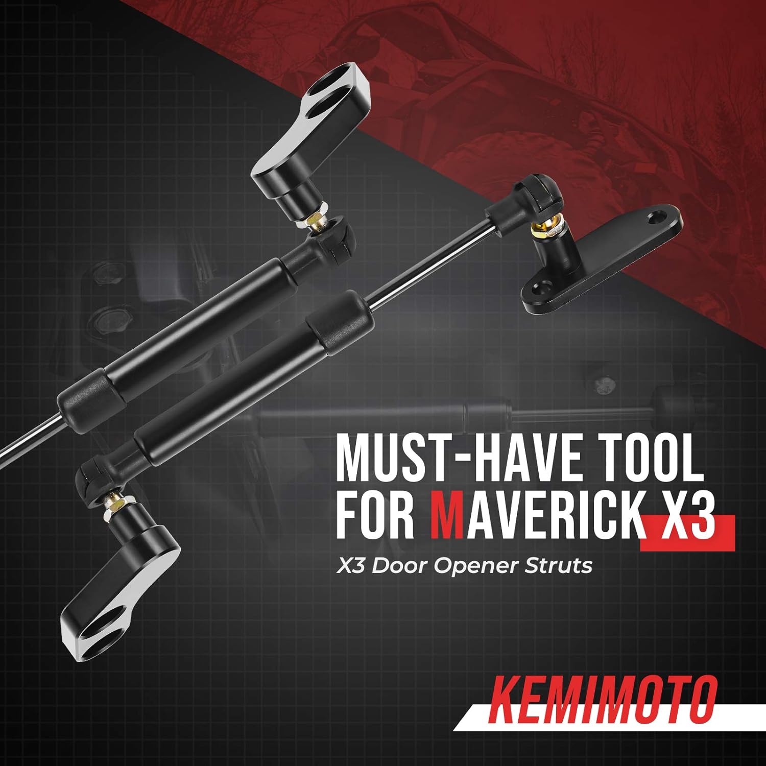 Kemimoto X3 Door Opener Kits Door Shocks Struts Compatible with 2017-2025 Can Am Maverick X3 and Max Front and Rear Doors, Black
