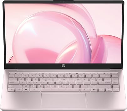 HP 14 Laptop Computer, 128GB UFS, 4GB RAM, 4-Core Intel Processor, Microsoft Office 365 Included, Windows 11, Tranquil Pink