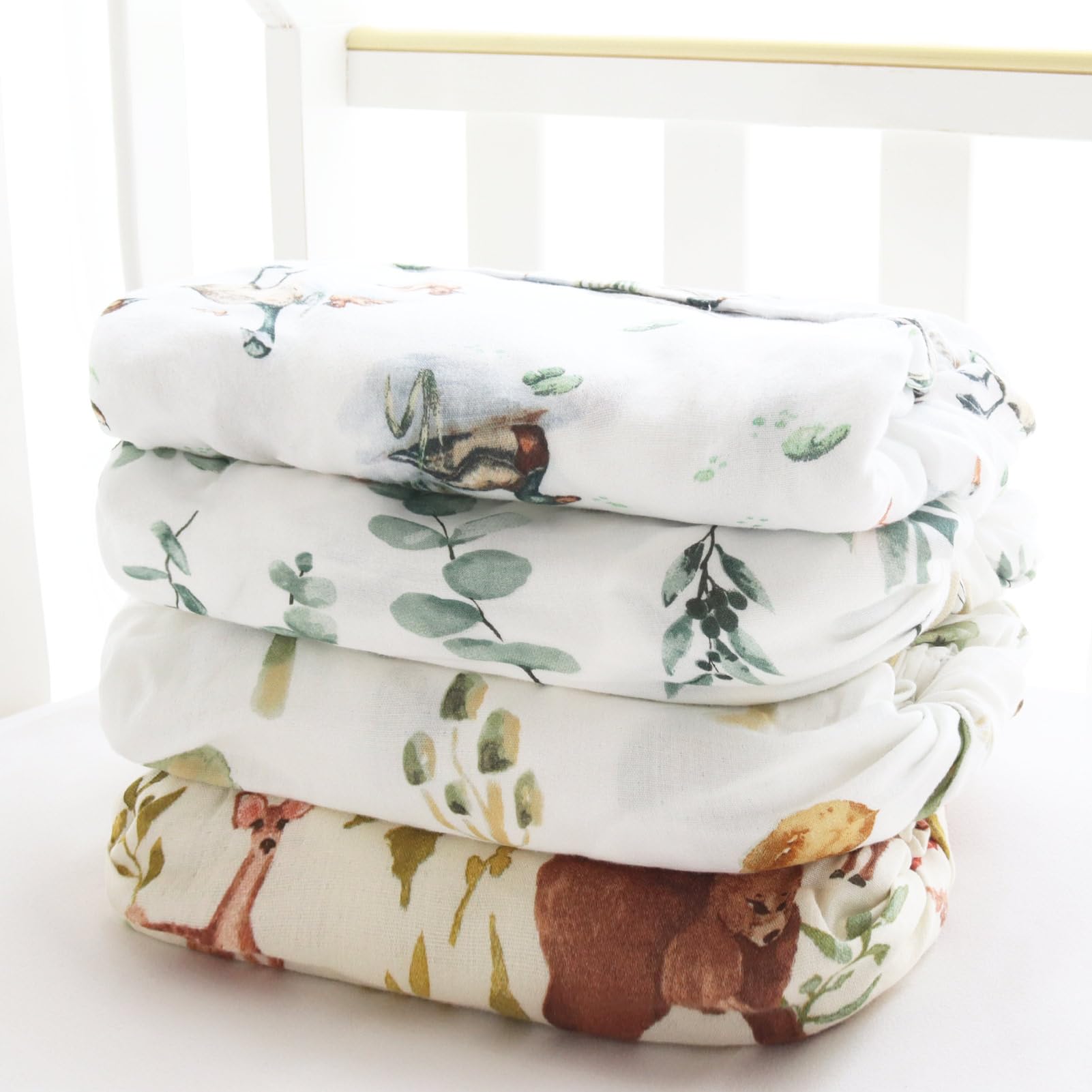 LifeTree Mallard Duck - Lenzuola per culla per neonati e ragazze, in mussola, per culla standard, 70% viscosa di bambù e 30% cotone, 71 x 132 cm