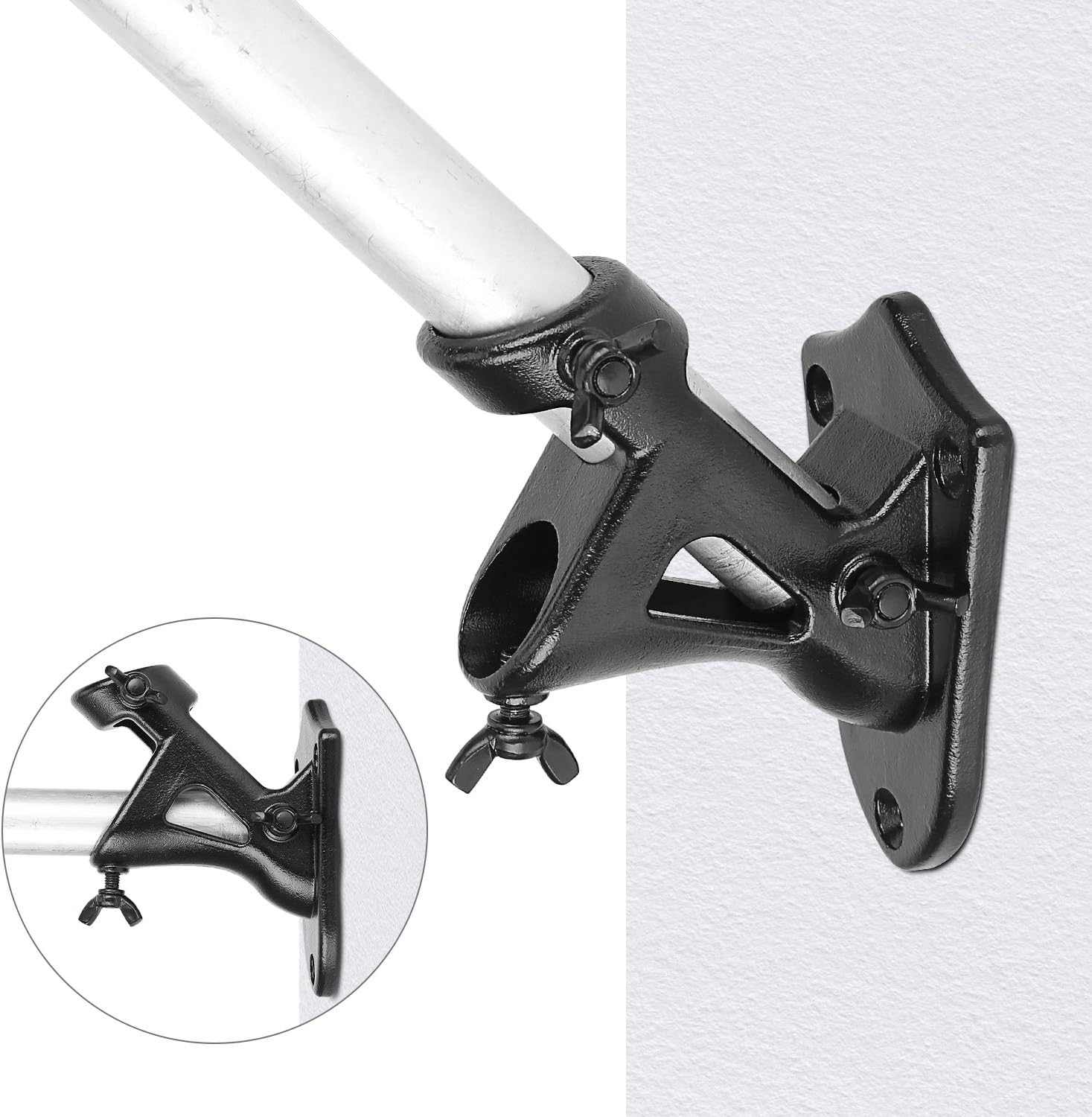 Stainless Steel Heavy Duty Flag Pole Holder，Wall Mount House & Estate Flag Pole Bracket， Flag Pole mounting Bracket 2 Positions for 1“ Flag Pole (Black) - Image 6