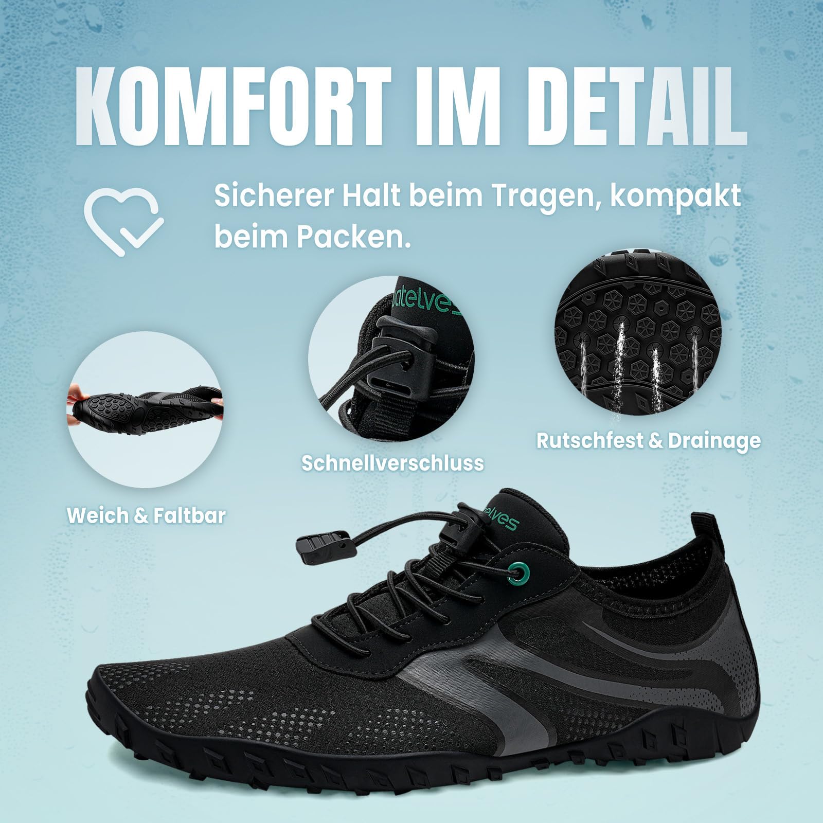 WateLves Zapatos de Agua Hombre Mujer AcuáTicos Surf Antideslizante Secado Rápido Resistentey Duradero Unisex Viajar Playa Natación