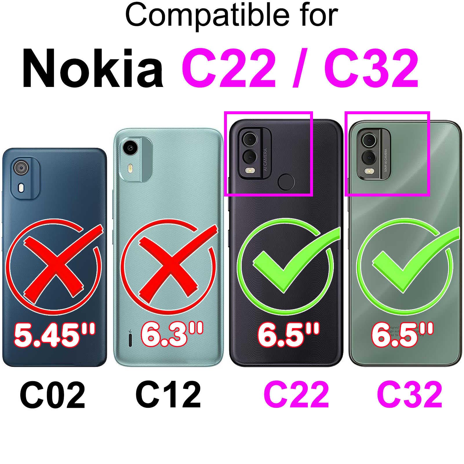 BIIULHCI Custodia Cover per Nokia C32/Nokia C22,Premium Flip Pelle per Nokia C32 PU Portafoglio Magnetica Libro con Slot Schede,Supporto Stand, Interno TPU Protezione Portafoglio