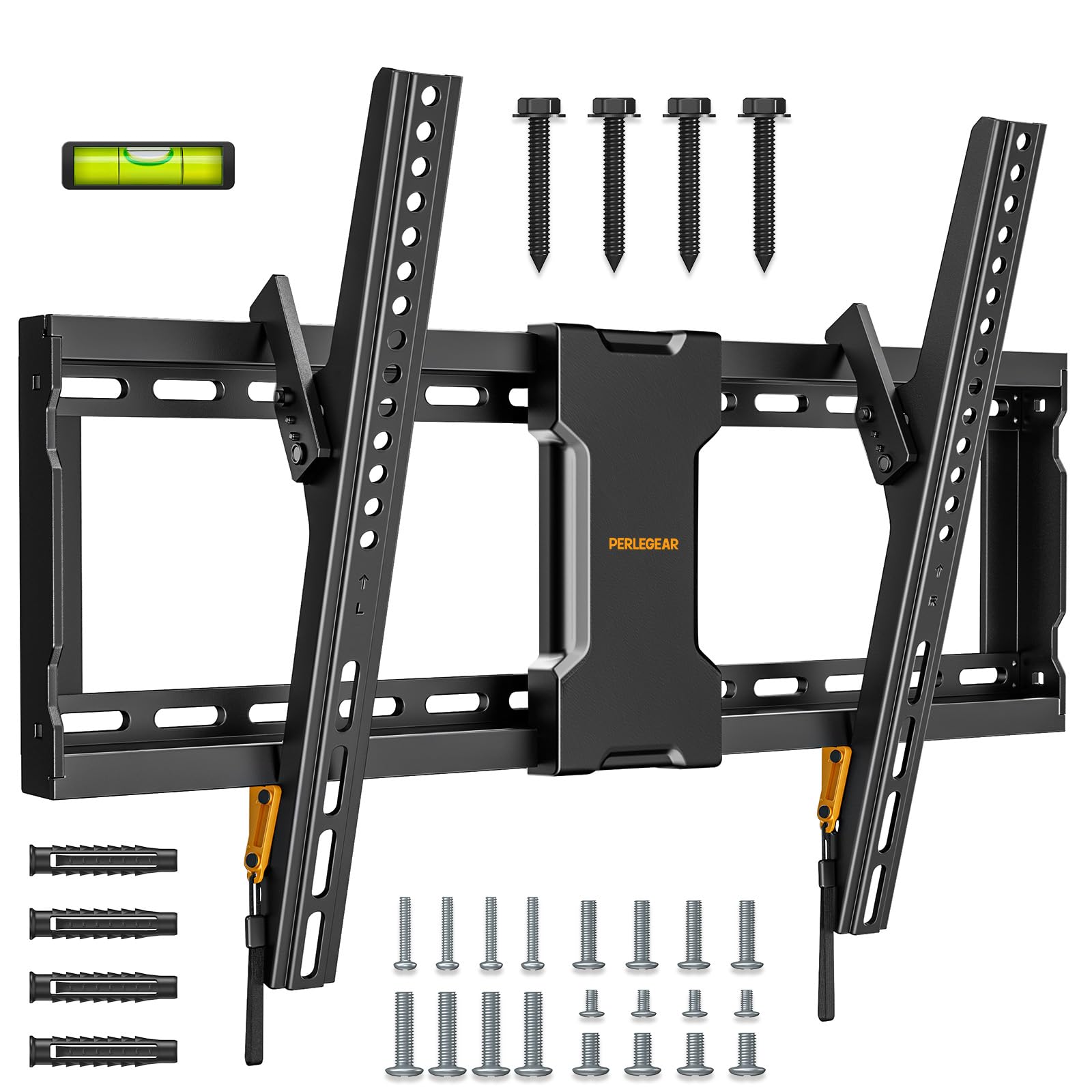 Perlegear TV Wandhalterung Neigbar für 37-82 Zoll Flach- und Curved-Fernseher (bis 60 kg, VESA 600x400mm) – Universelle TV Halterung mit Verstellbaren Zugschnüren, Model PGLT5