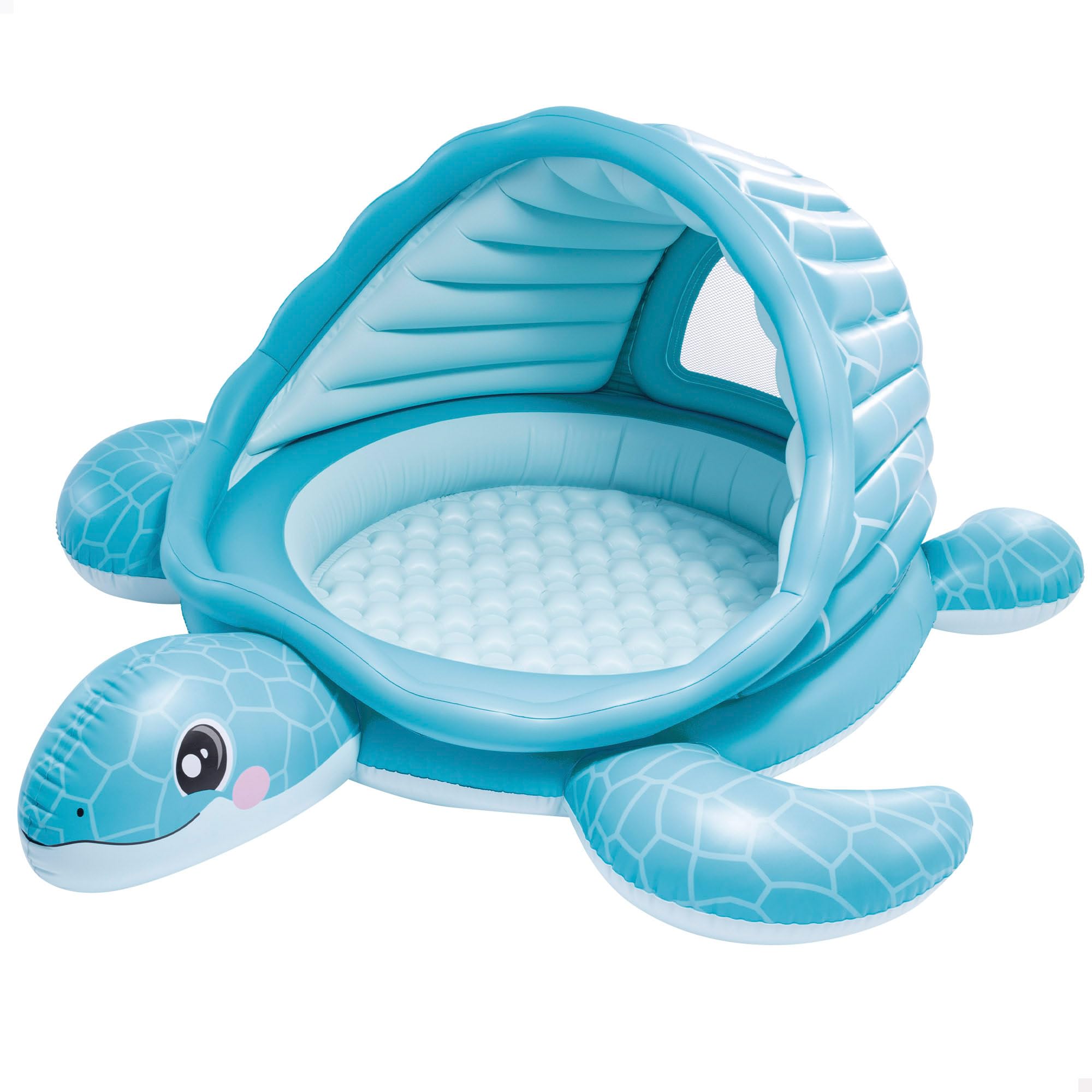 Intex Centre de Jeu Gonflable, Motif Tortue Bleue, 218 x 206 x 97 cm, Capote de Soleil, 100 balles Multicolores, fenêtre Transparente, Patch réparation, piscines pour Enfants (48677)