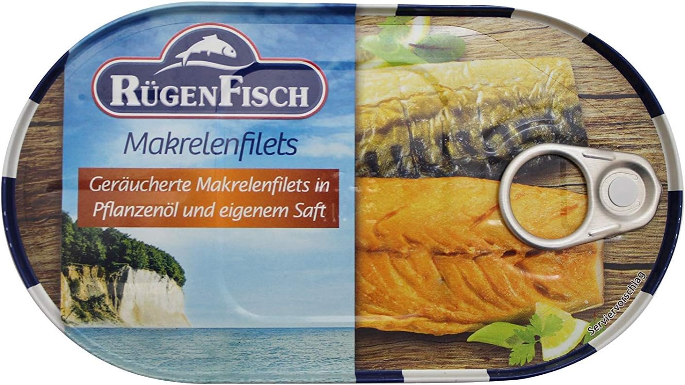 RügenFisch Smoked Mackerel in Natural Juices, 6.7 Ounce