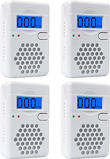 4 Pack Carbon Monoxide Detectors,CO Alarm Detector Device with LED Digital Display for Home,Travel,Battery Powered(Batteries NOT Included)