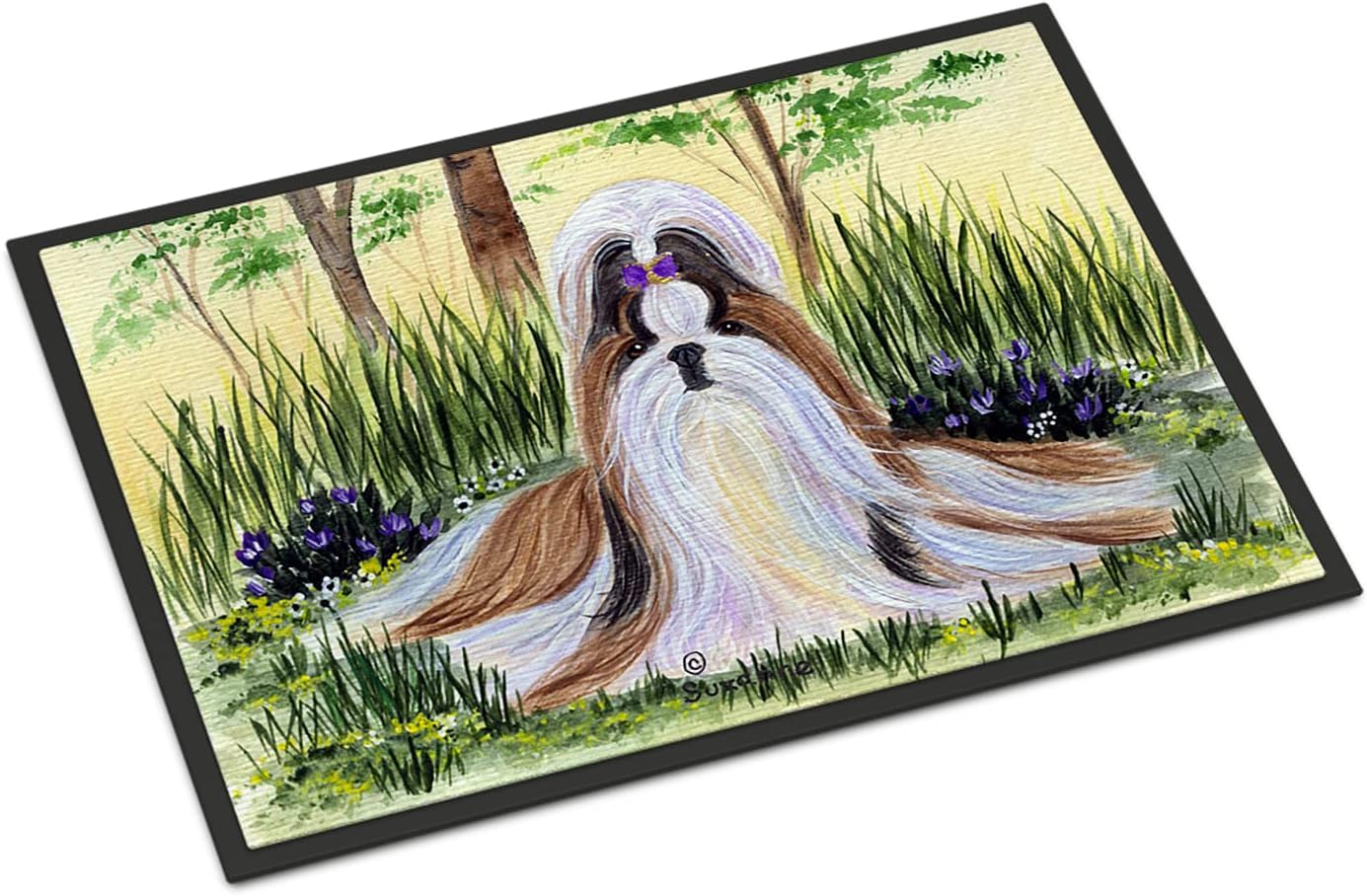 Caroline's Treasures SS8112MAT Shih Tzu Doormat 18x27 Front Door Mat Indoor Outdoor Rugs for Entryway, Non Slip Washable Low Pile, 18H X 27W