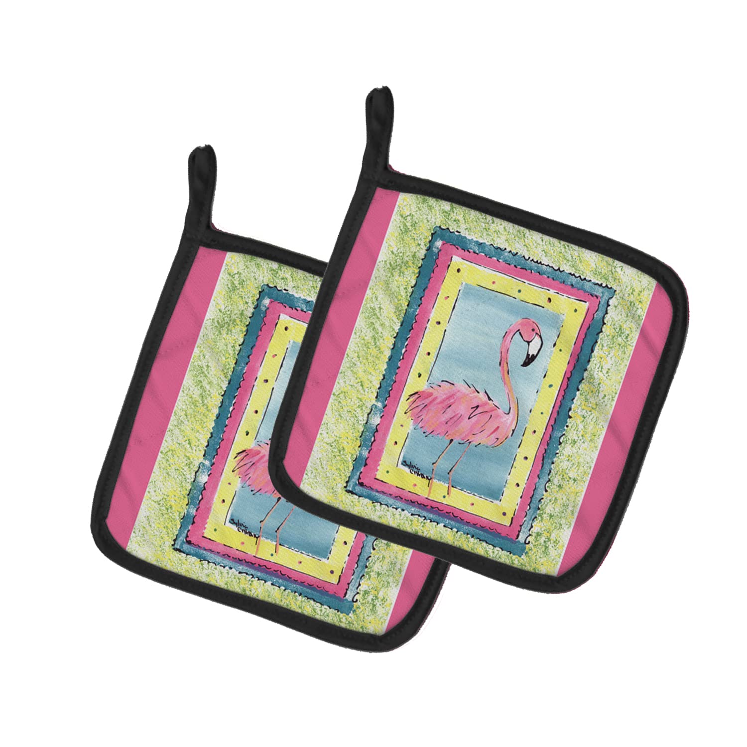 Caroline's Treasures 8106-APTHD par de soportes para ollas de tela, diseño de flamenco