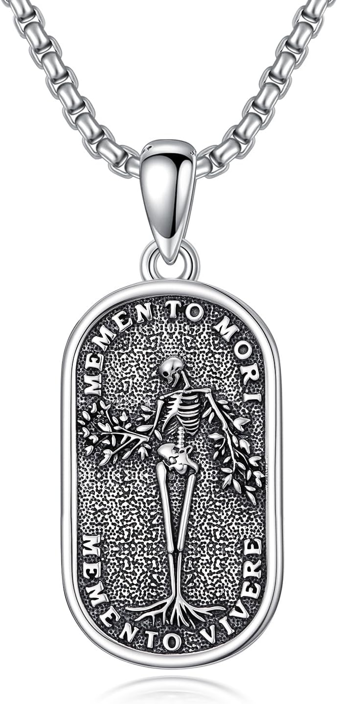 SIMONLY Protection Necklace 925 Sterling Silver Memento Mori Tree of Life Anubis Pendant Viking Amulet Yggdrasil Spiritual Egyptian Jewelry Christmas Birthday Gifts for Men Women