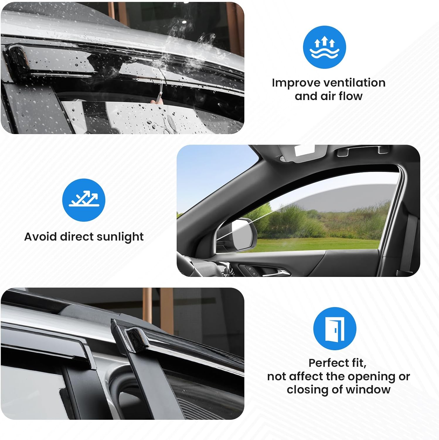 Pathfinder Rain Guard - Window Visors for Nissan Pathfinder 2022-2025 2026, Out-Channel Side Window Rain Guards for Pathfinder Accessories, 4PCS, Black, Car Accessories
