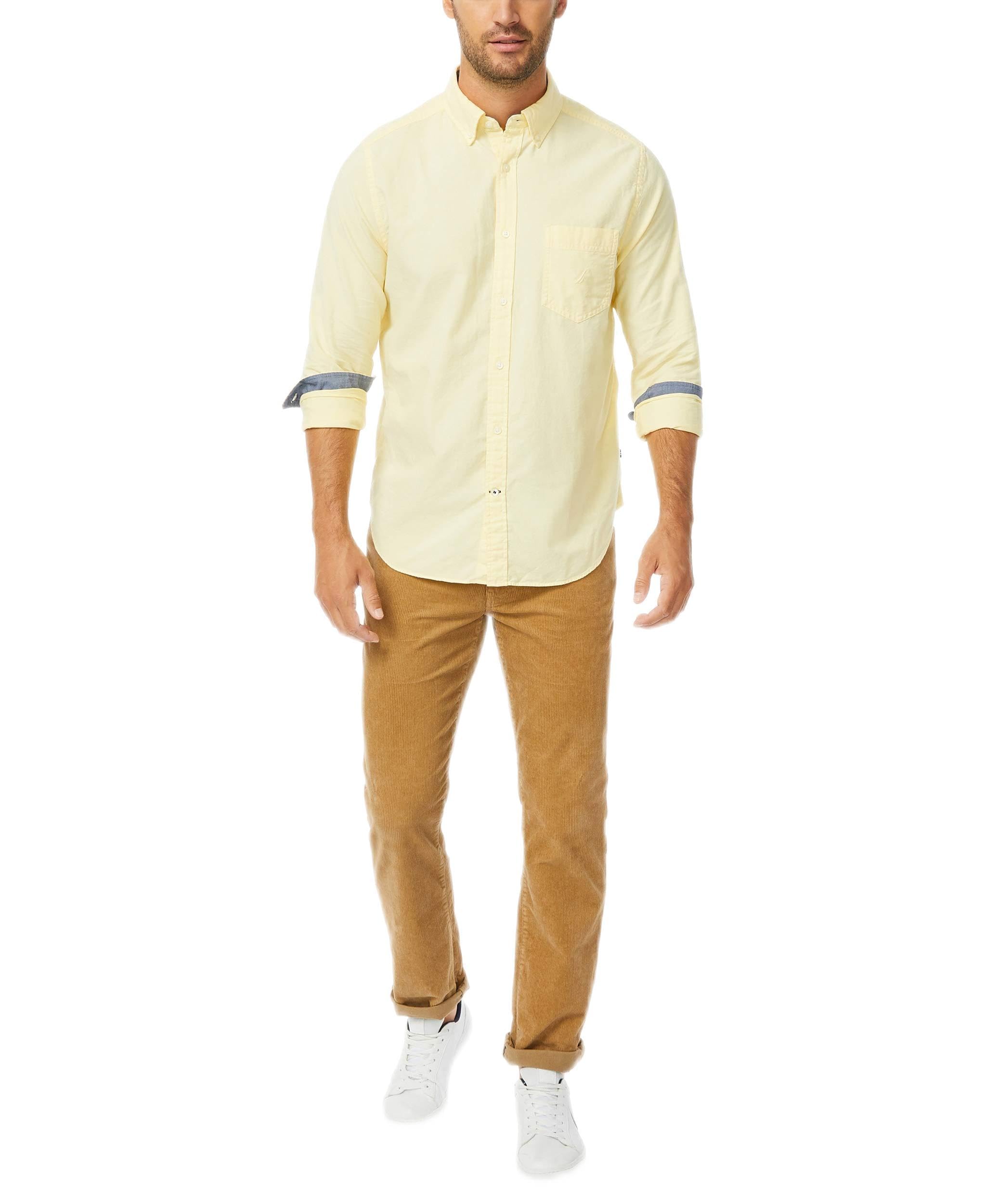 Nautica Men's Sunshine Long Sleeve Button Down Oxford Shirt - Yellow - S