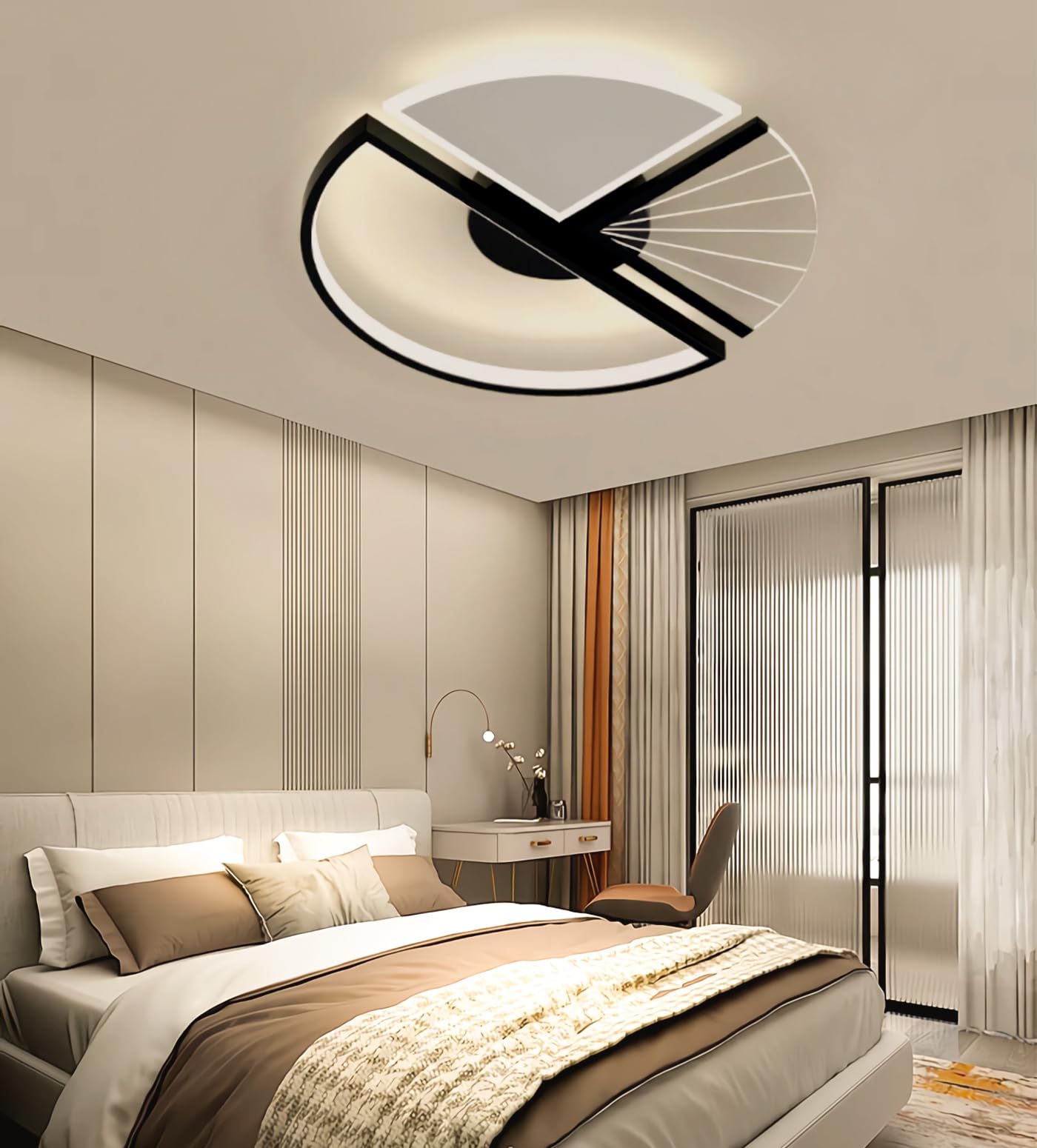 LED Prostokątna lampa sufitowa z funkcją ściemniania Lampa sufitowa do salonu Nowoczesna lampa sufitowa LED z pilotem Metalowe akrylowe oprawy do salonu sypialni jadalni (Czarny, 45cm)