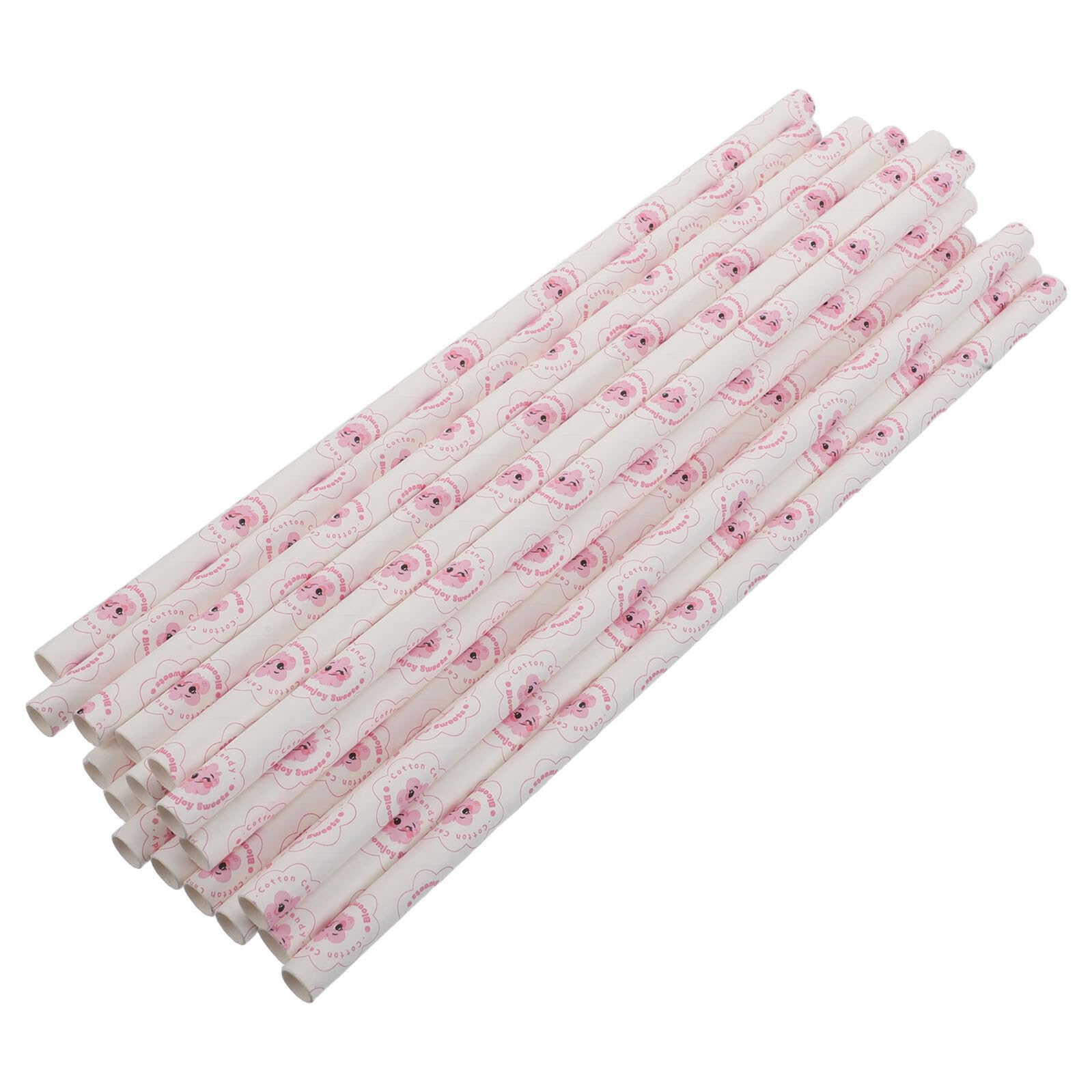 Healeved 50pcs Marshmallow Sticks Cotton Candy Sticks Candy Floss Wands Assorted Paper Thick Paper for Birthday Event Party Treats Holder