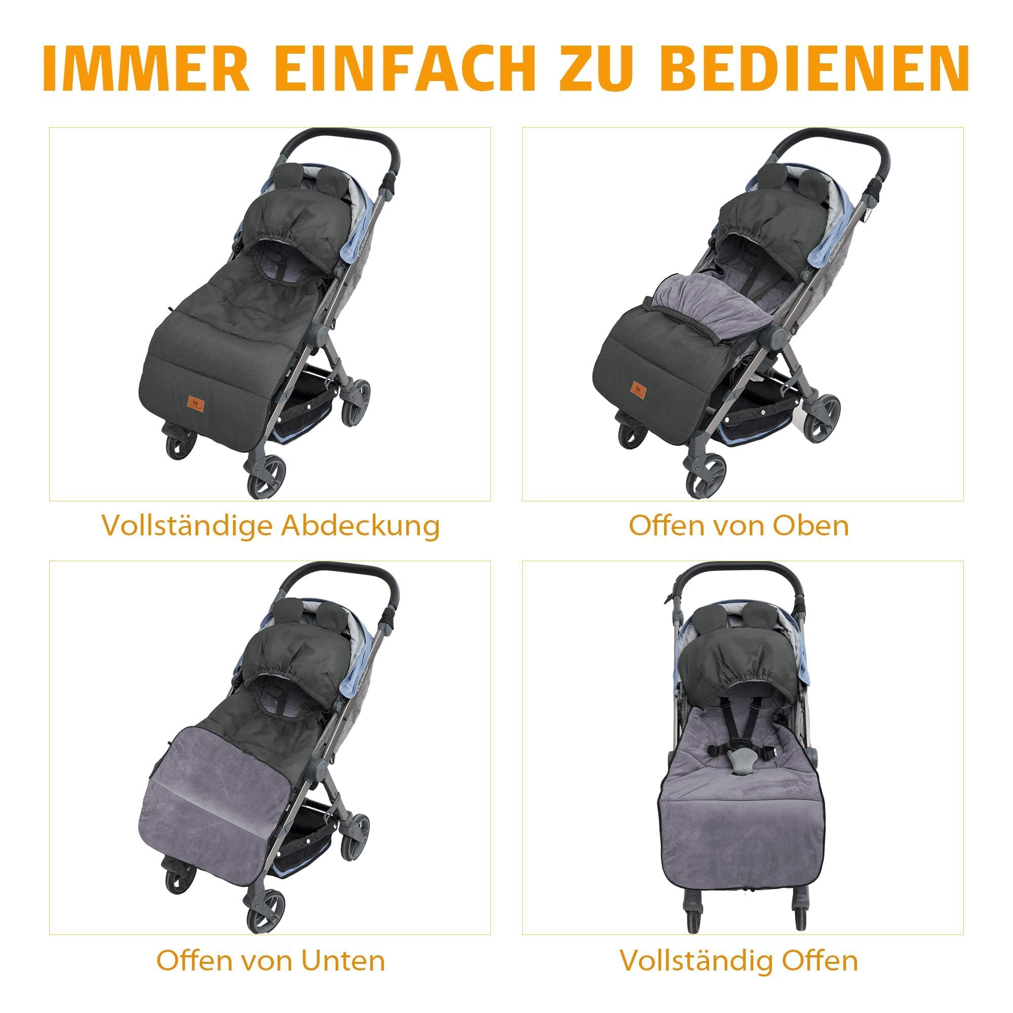 Chancelière Universelle pour Poussette Antidérapant, Chanceliere Bebe Hiver en Polaire pour Poussette Landaus Siège Auto, 102 x 48 cm (Noir Vert)
