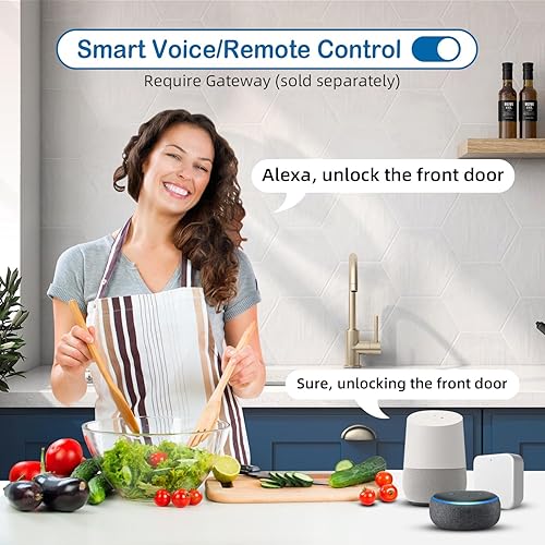 Miniatura 4 de Cerradura de manija de puerta inteligente con teclado, cerradura de puerta de entrada sin llave, cerraduras inteligentes para puerta delantera,