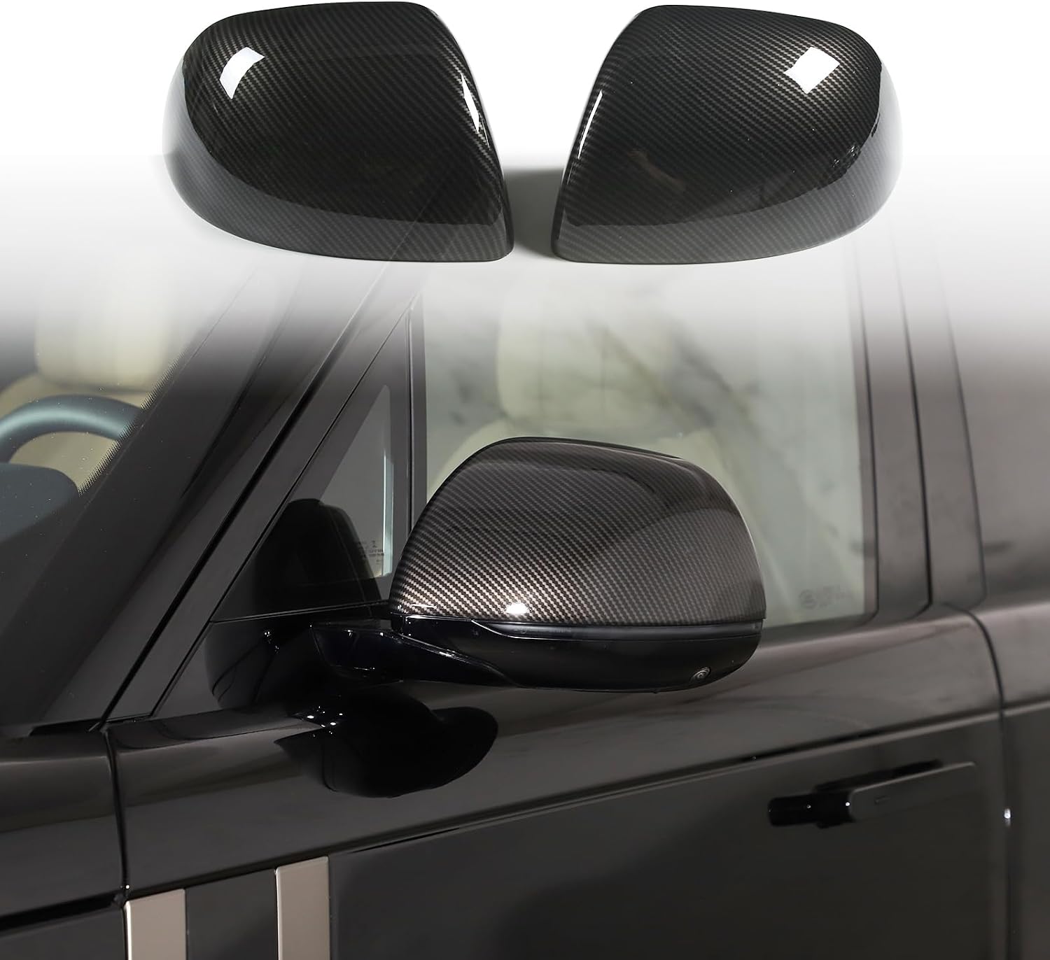 Rearview Mirror Guard Covers Compatible with Land Rover Range Rover Sport/Vogue 2023 2024 Accessories, ABS Plastic Side Door Mirror Caps 2PCS (Matte Black)