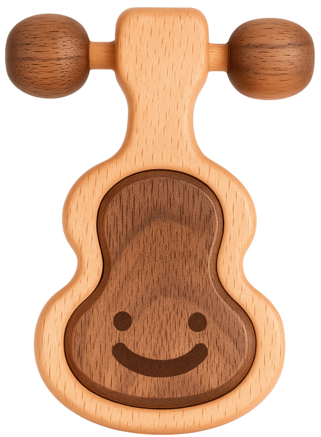 Wooden Montessori Baby Toys 0-6 6-12 Months Guitar, Natural Wood Teething Toys Teether Rattle Babies 0 3 6 9 12 Months, Organic Beechwood Developmental Toy Newborn Infant Boys Girls Gift