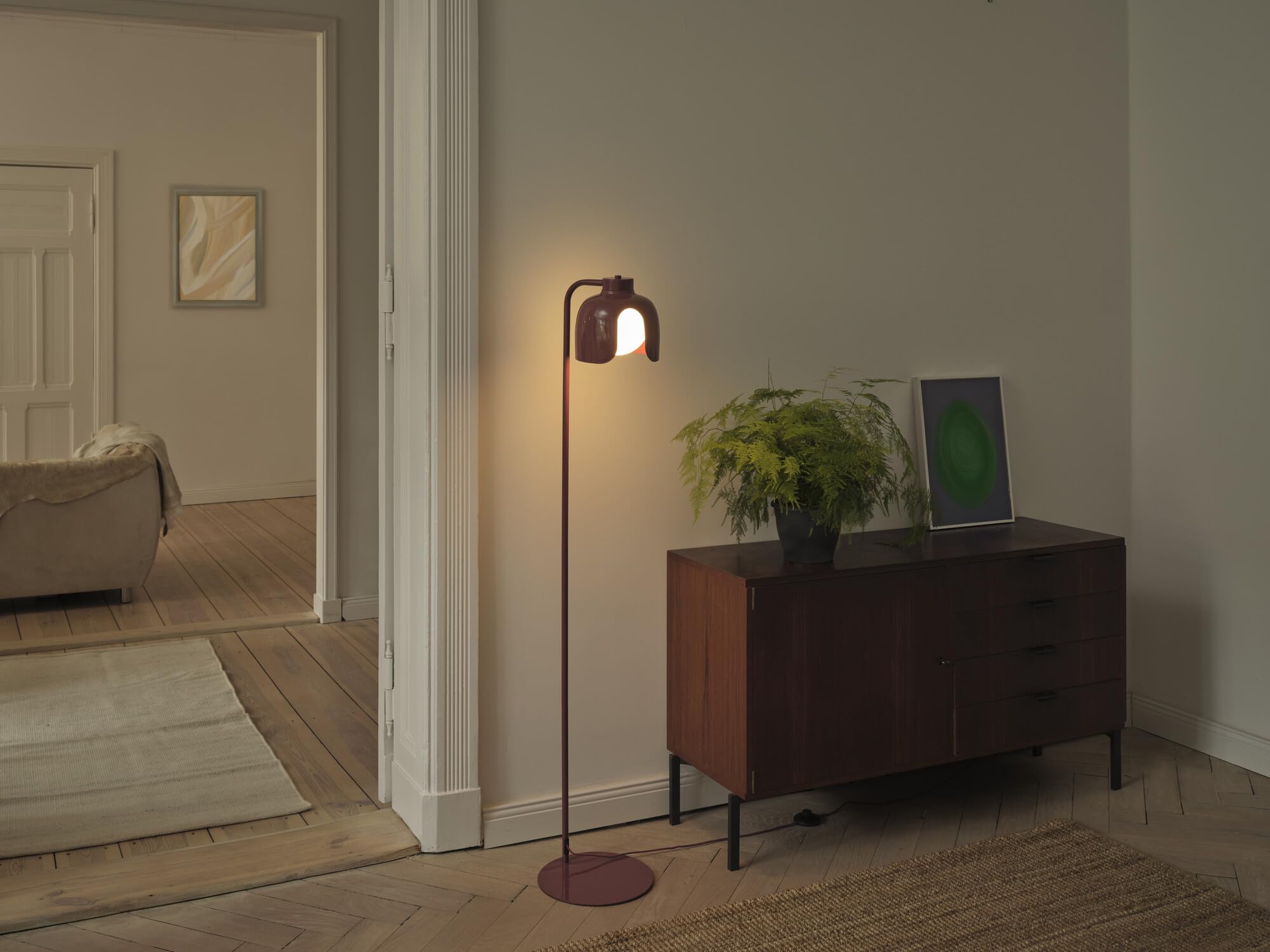 OSRAM Lampada da terra DECOR Corolle, vetro in metallo rosso, versione E27, cavo in tessuto, stile retrò, diametro 270mm
