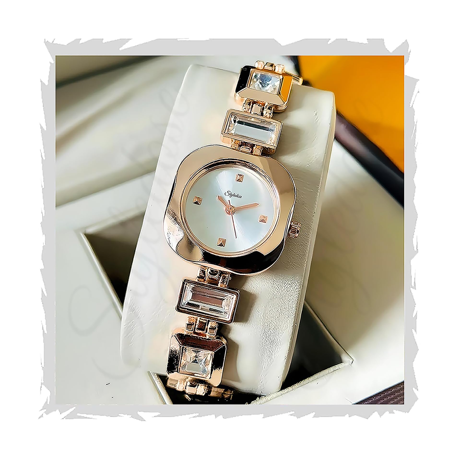STYLEDOSE Luxury Round Dial in Square case with Ston Studded brecelet Strap Quartz Analogue Wrist Watches for Womens & Girls&Miss&Ladies (White) (B0DH4L3BXQ) Amazon Price History, Amazon Price Tracker
