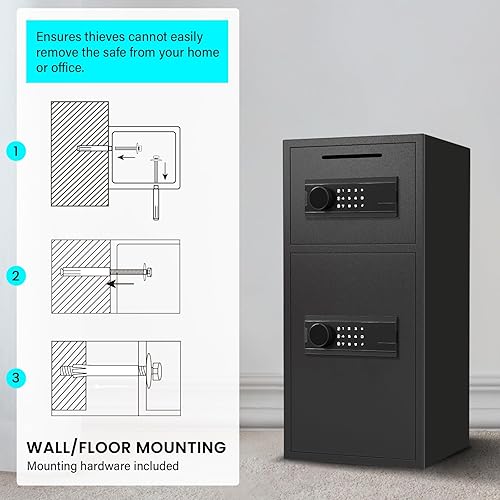 Miniatura 9 de Caja de seguridad para el hogar extragrande de 6.5 Cub a prueba de fuego, impermeable, caja fuerte digital para dinero con ranura para caídas y