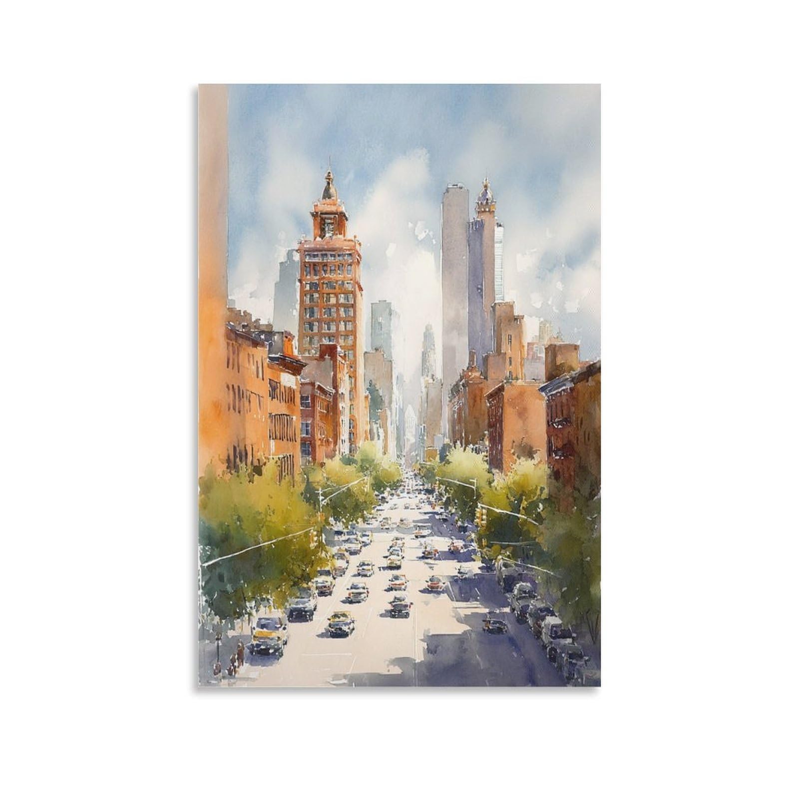 CNAHEIZ Atlanta Piedmont Park 24x36inch(60x90cm) Vintage Travel Poster Watercolor Canvas Art