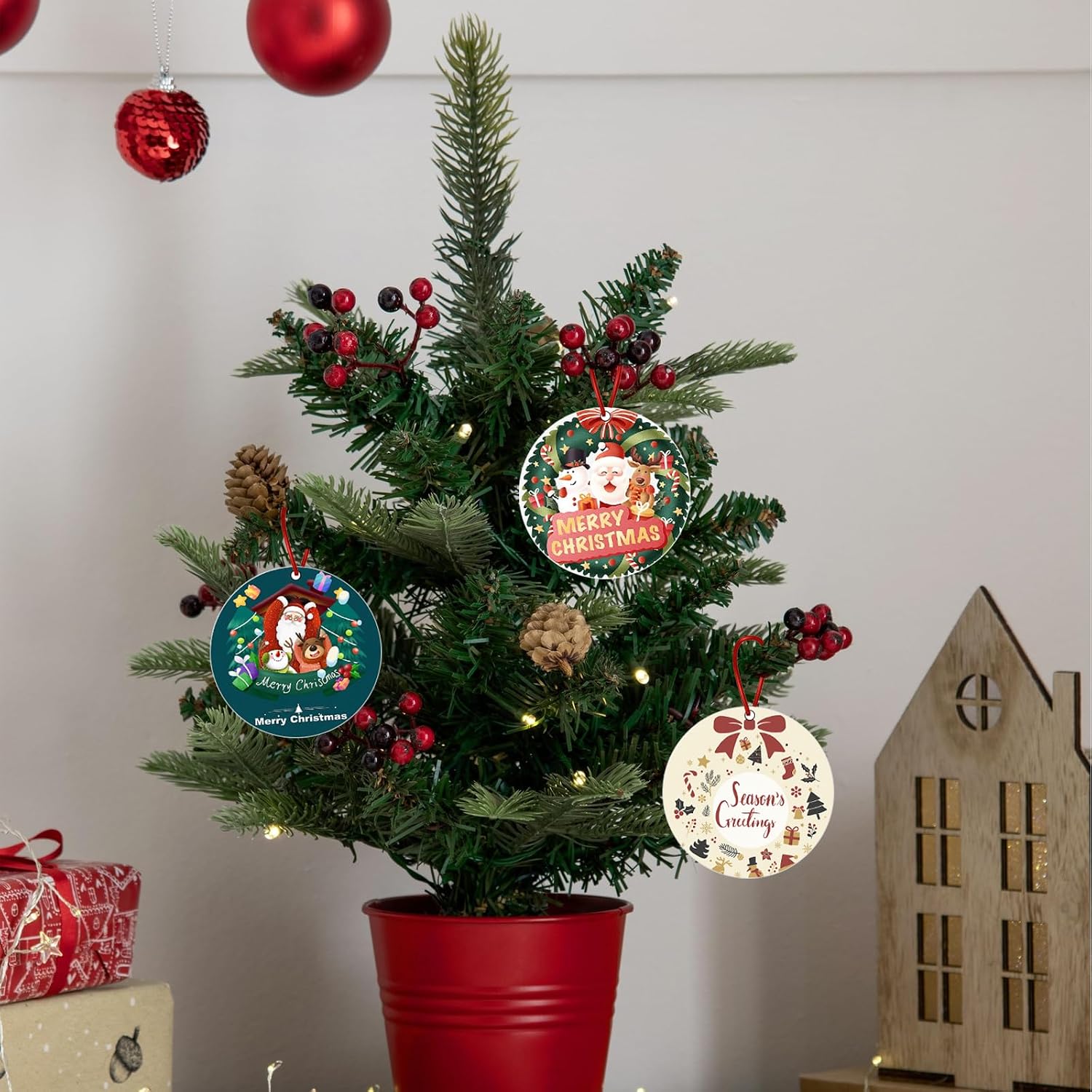2Pcs 6-Cavity Circle Silicone Christmas Ornaments Resin Molds