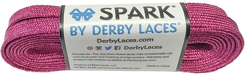 Derby Laces Rosa 108 Inch Spark Skate Lace para Roller Derby, Hockey y Patines de Hielo, y Botas