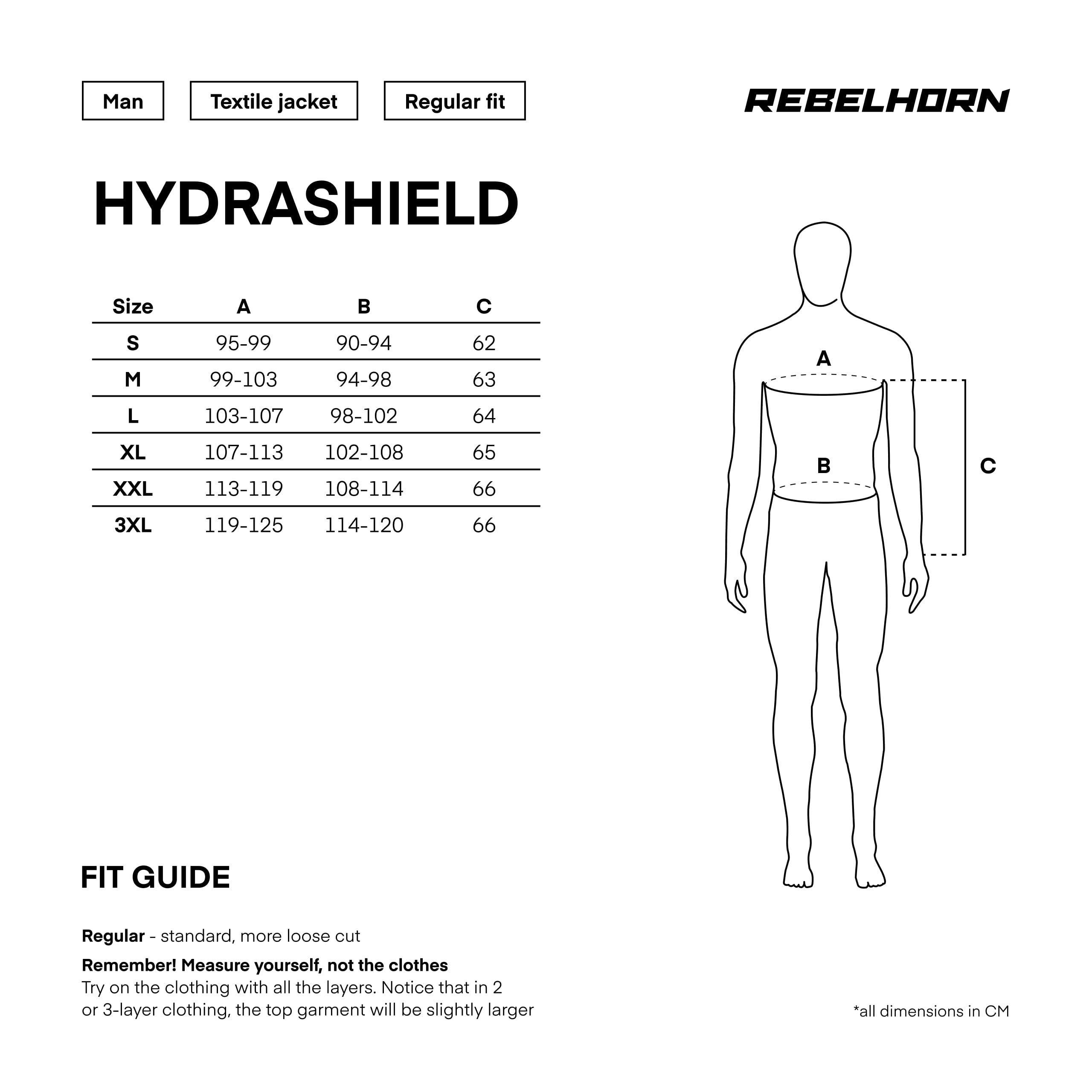 REBELHORN HydraShield PRO membrana In& Out | Tekstylia | Wodoszczelność do 18 000 mm H2O | Oddychalność 9000 g/m²/24 h | Elementy odblaskowe | Kompaktowe przechowywanie | rozmiary do 3XL